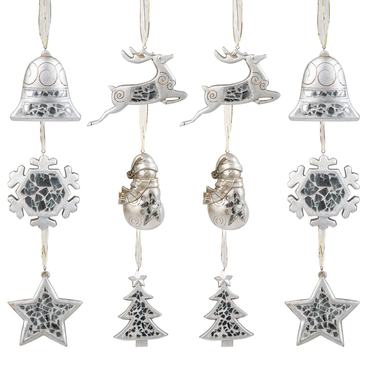Roman Mosaic Style Christmas Ornaments - 4 inch - Gold - Set of 12 in ...