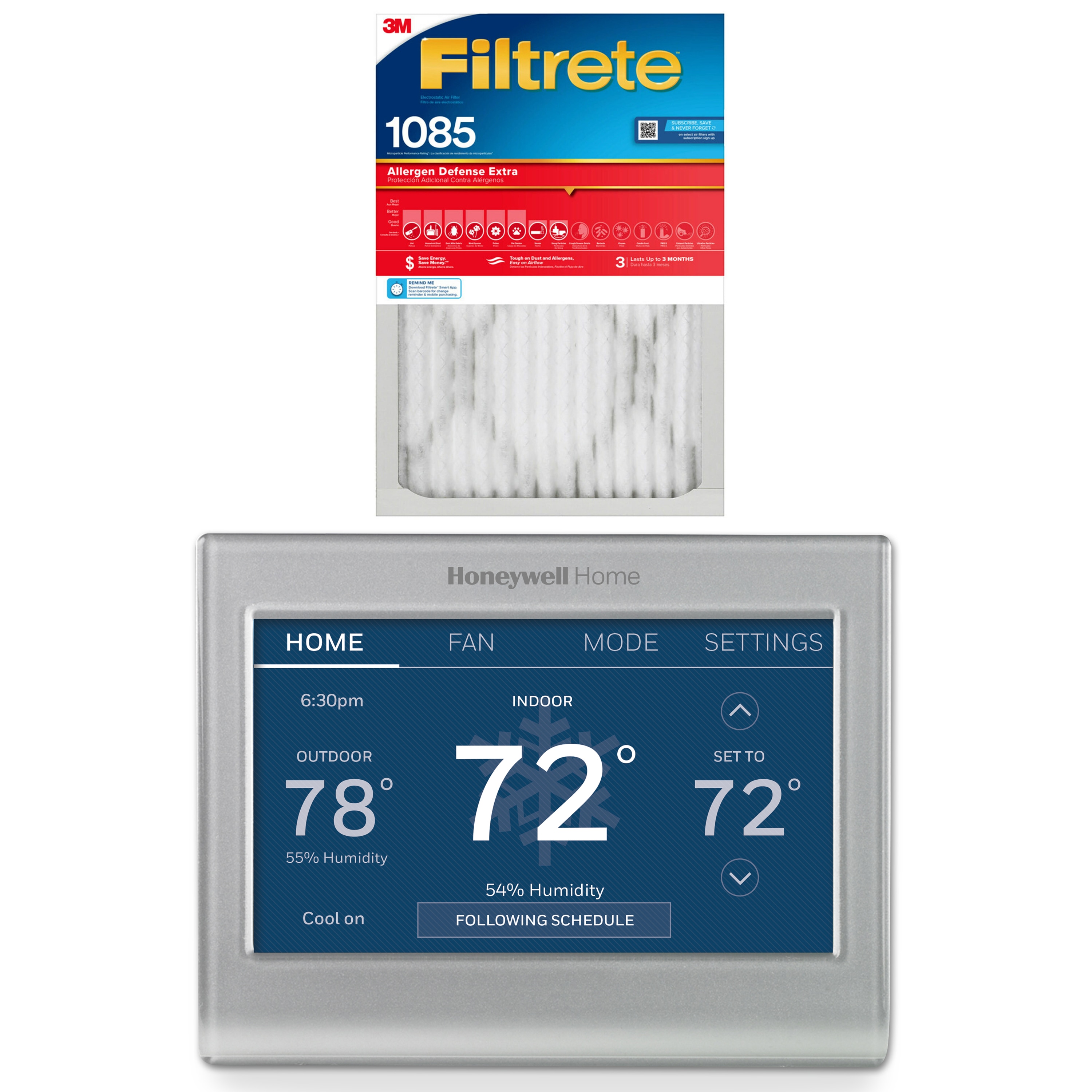Thermostat intelligent Honeywell, Wi-Fi, 24 V, gris RTH9585WF1012/W