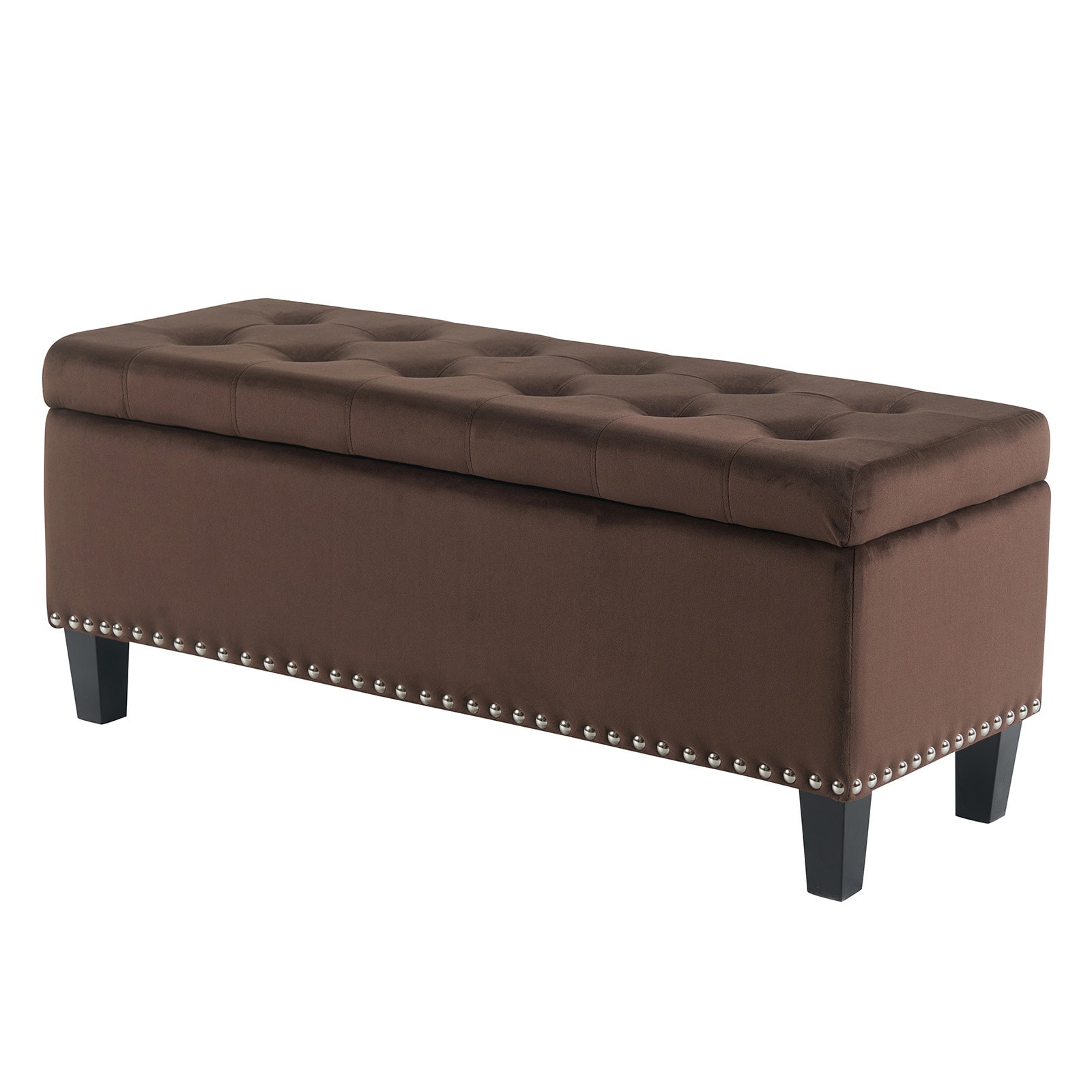 BWE A-9STOOL-01-COF Modern Brown Storage Bench with Storage 41.34-in x 15.75-in x 17.32-in