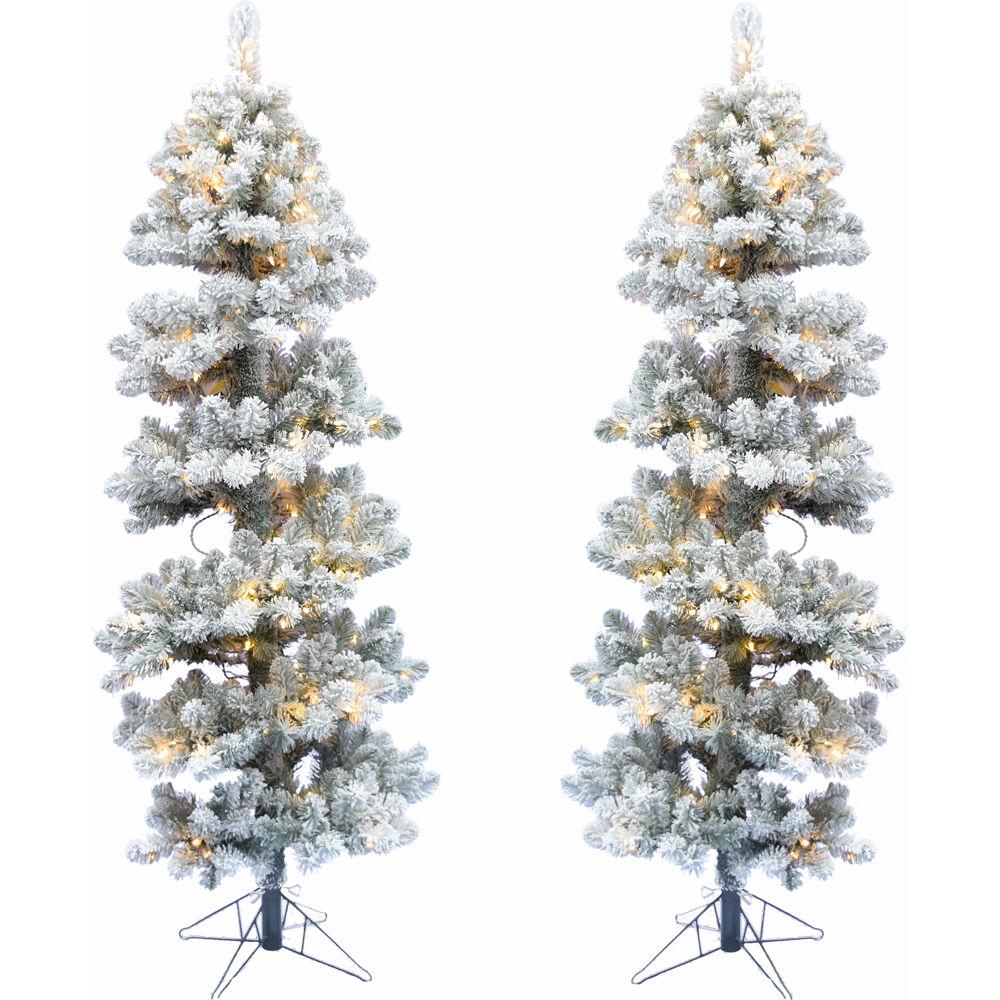 Fraser Hill Farm FFPTC060-5WH/SET2 2-Pack 72-in Happy Holidays Tree with White Incandescent Lights