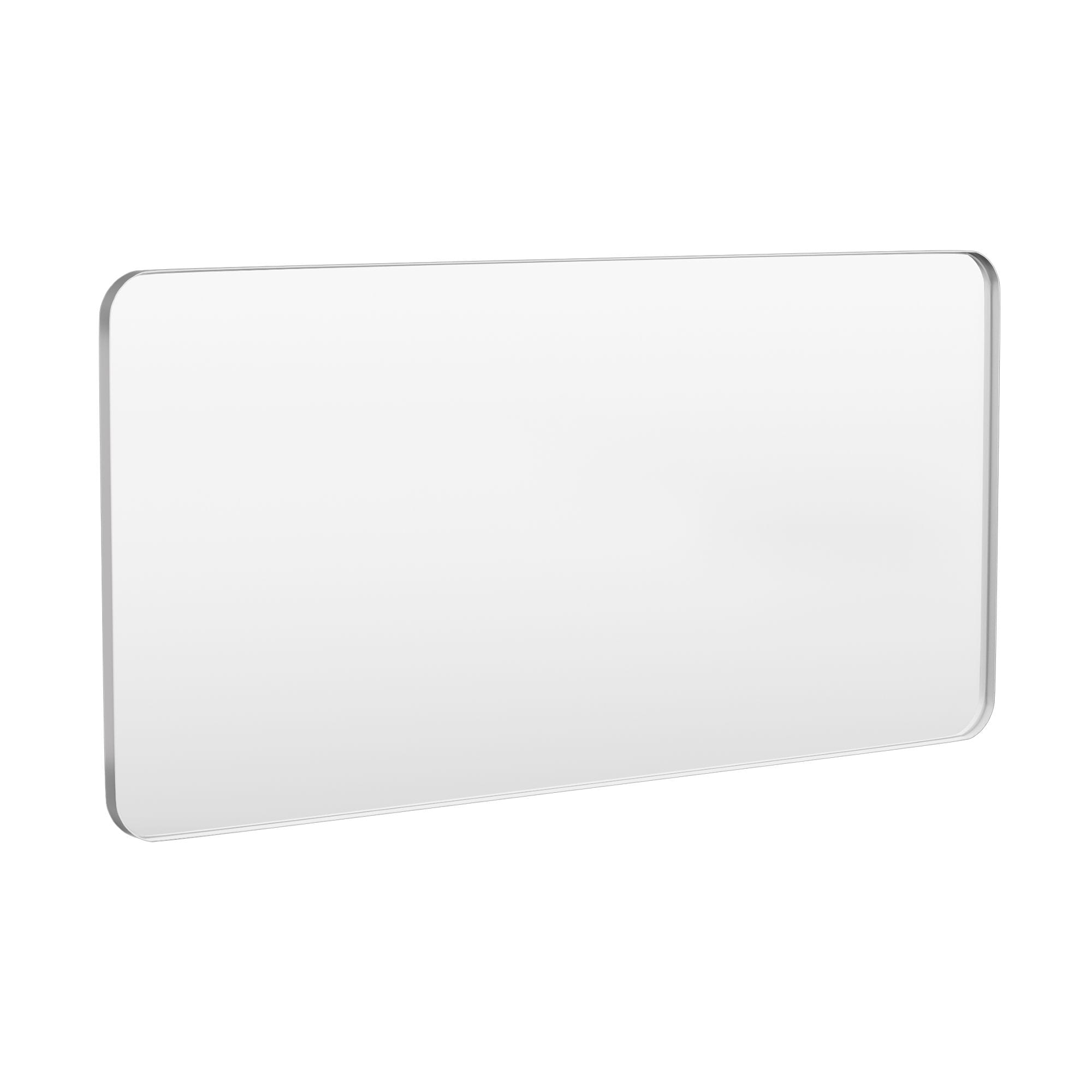 LOVMOR Y-TM7236-S 72 in. W x 36 in. H Tempered Glass Rounded Rectangle Framed Wall-Mounted Bathroom Vanity Mirror in Silver
