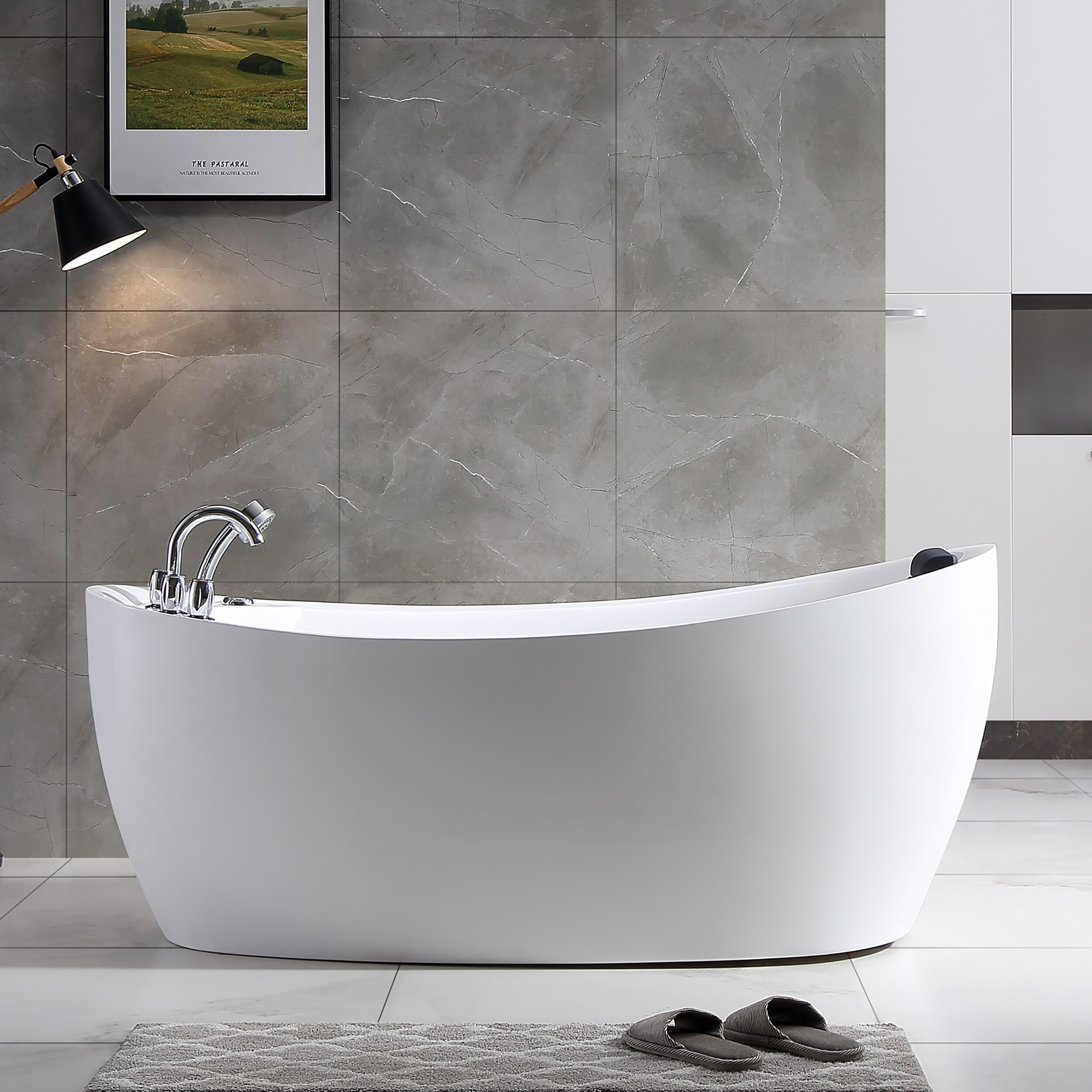 Empava Modern 67'' x 30'' Alcove / Tile In Acrylic Bathtub with Faucet