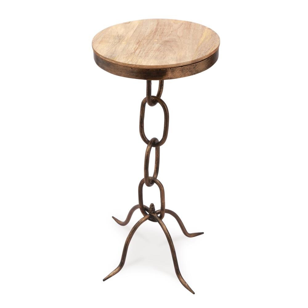 SPI Home 21011 15-in W x 25-in H Bronze Wood Round Rustic End Table Assembly Required
