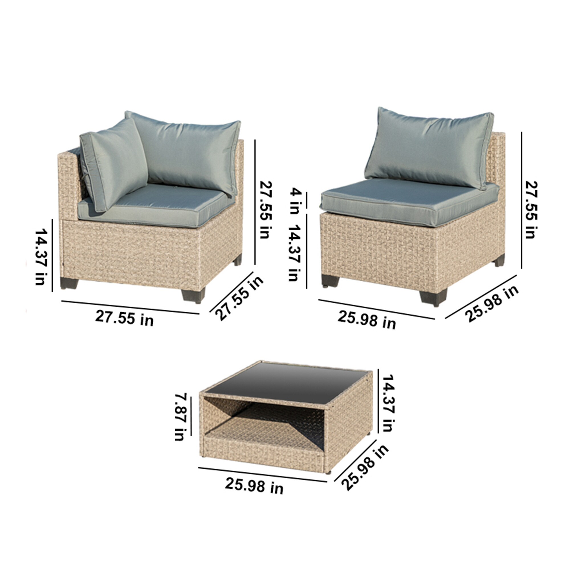 SINOFURN SYA020261WT Patio-Sofas-Daybeds - View #10