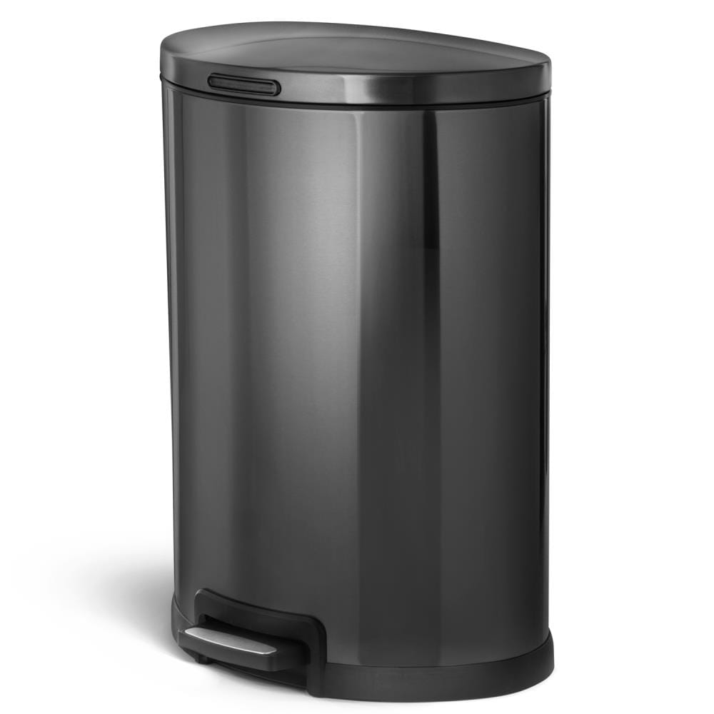 Home Zone Living 8 Gallon and 2.5 Gallon Kitchen Trash Can Combo Value Set,  Slim Body Stainless Steel Design, 30 Liter and 9.7 Liter Capacity, Black