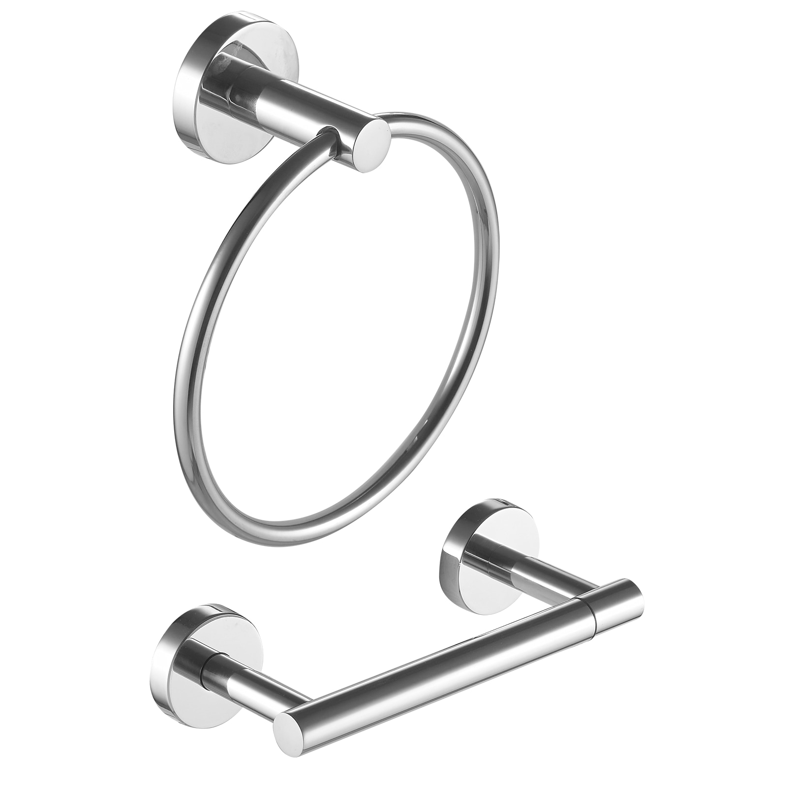 BWE A-91042-B 2 -Piece Stellar Shimmer Polished Chrome Decorative Bathroom Hardware Set Toilet Paper Holder, Towel Ring Included