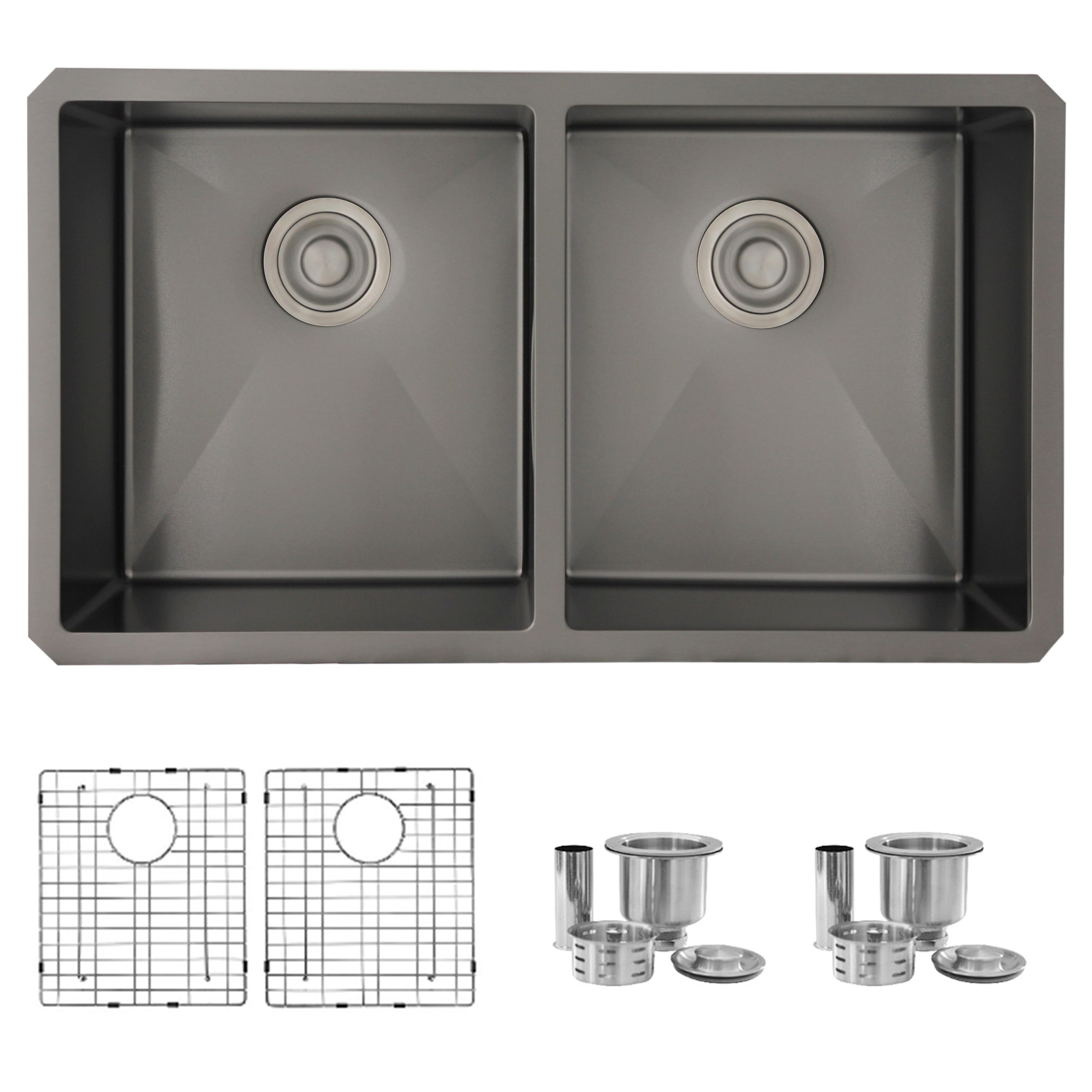 Stylish S-701XN1 Undermount 32-in x 18-in Stainless steel Double equal bowl 16 -Gauge Kitchen Sink