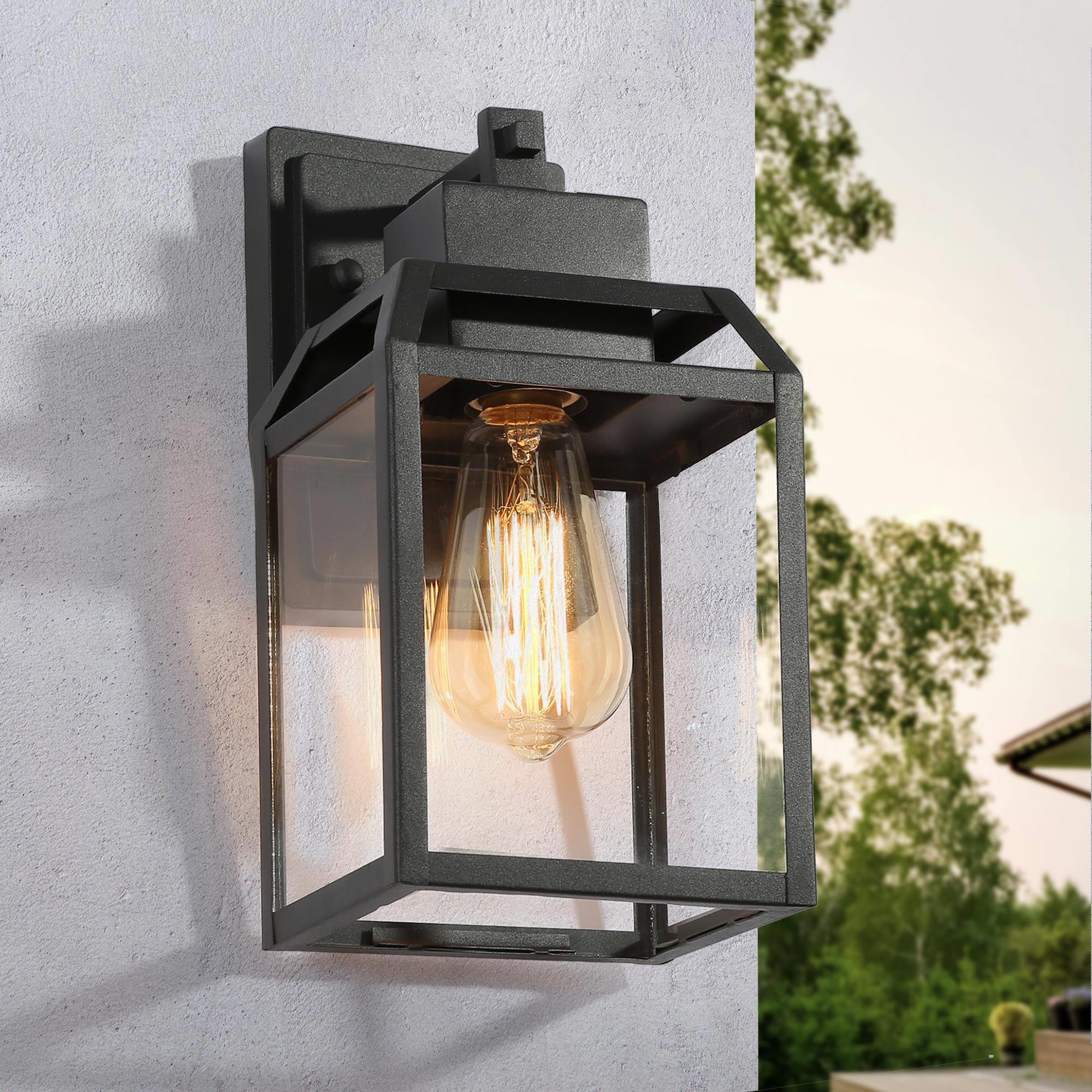 LNC Y2AMBRLWS4369O7 Pict 1 -Light 11-in H Matte Black Hardwired Outdoor Wall Light