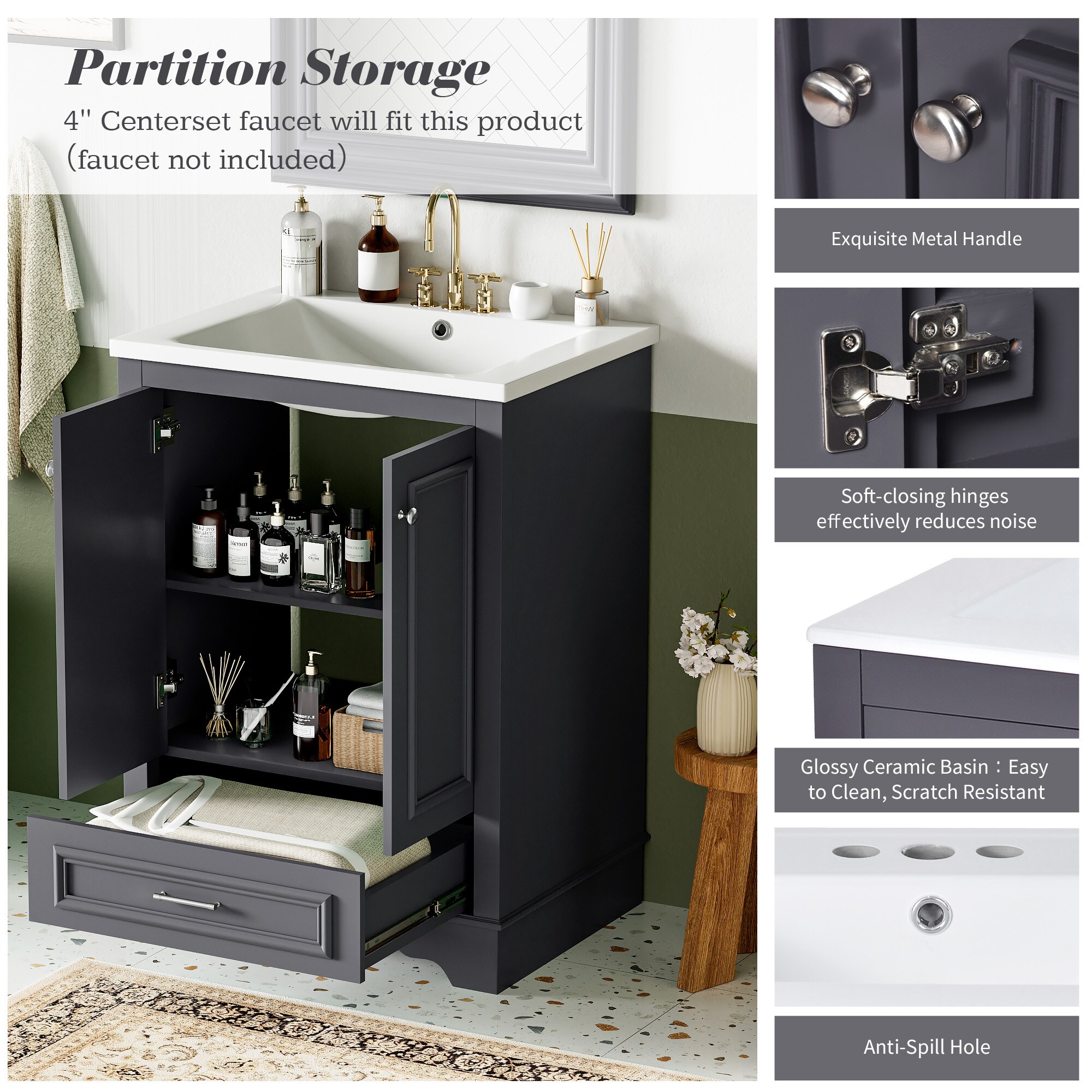 Aortzio HM-BA124-GRAY Bath-Vanity-Combo - View #5