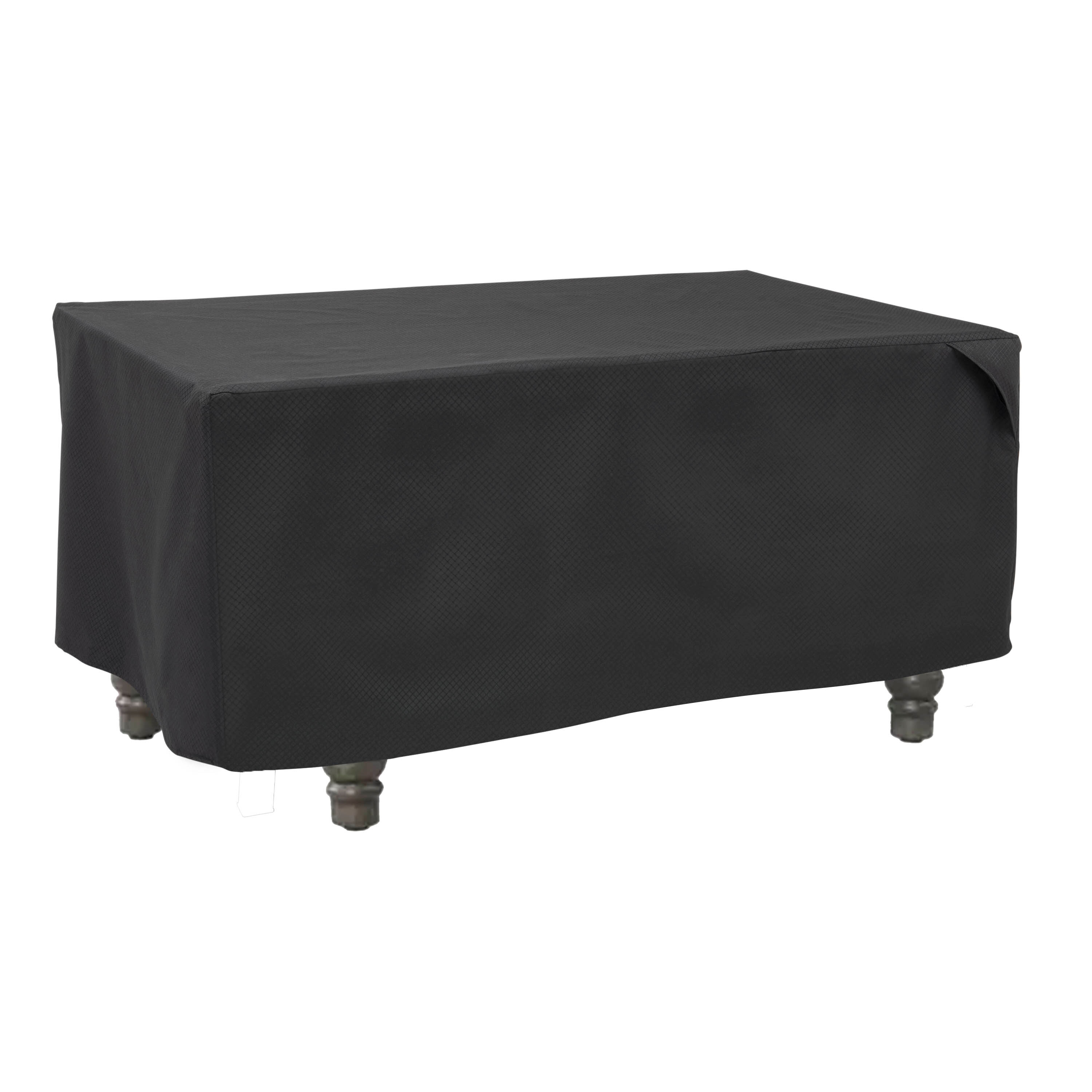 Modern Black Waterproof Patio Ottoman Cover, 48" x 25" x 18"