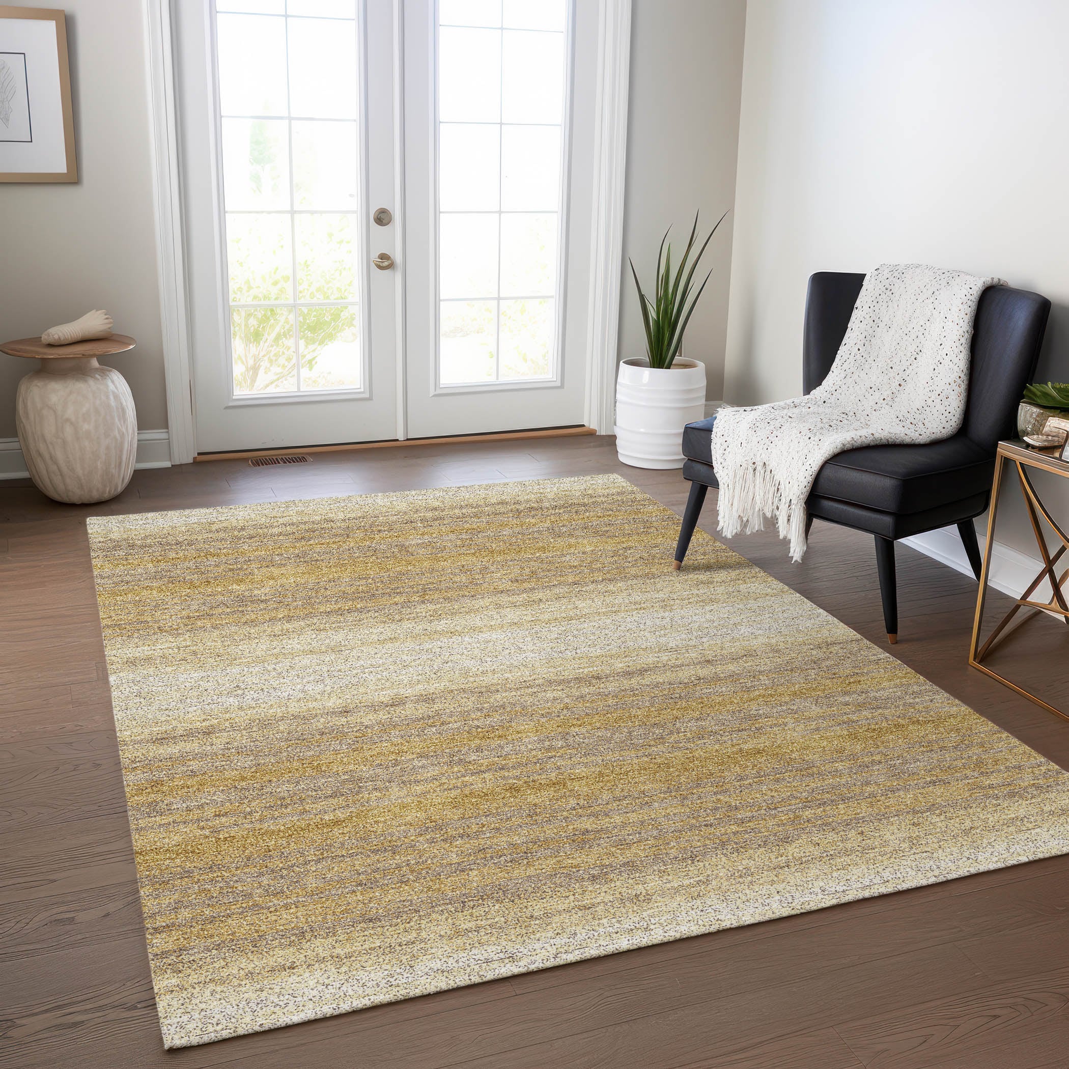 Addison Rugs ACN1033GO10X14 Chantille ACN1033GO 10 x 14 (ft) Polyester Gold Rectangular Indoor/Outdoor Geometric Machine washable Area rug