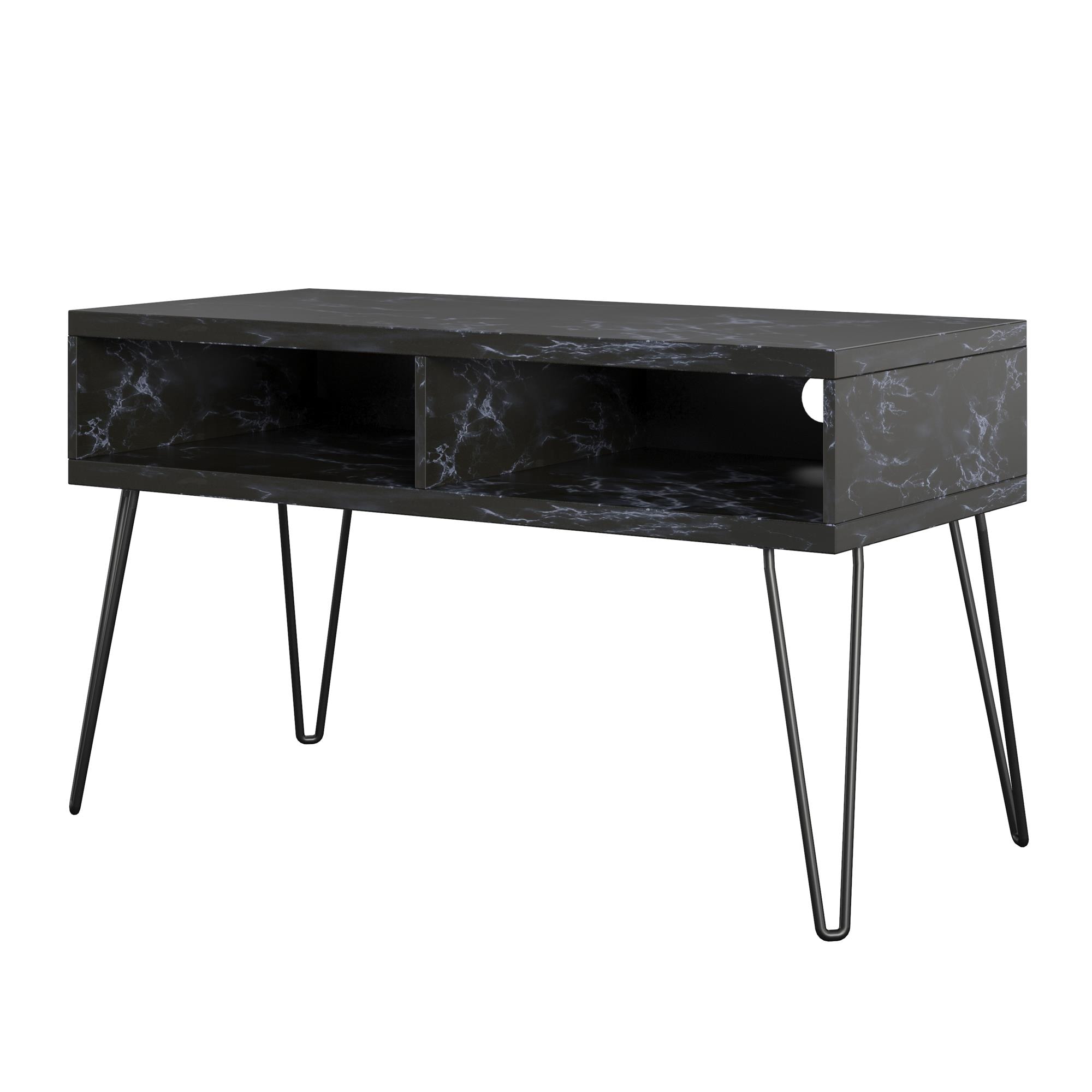 Athena 42'' Sleek Black Faux Marble TV Stand