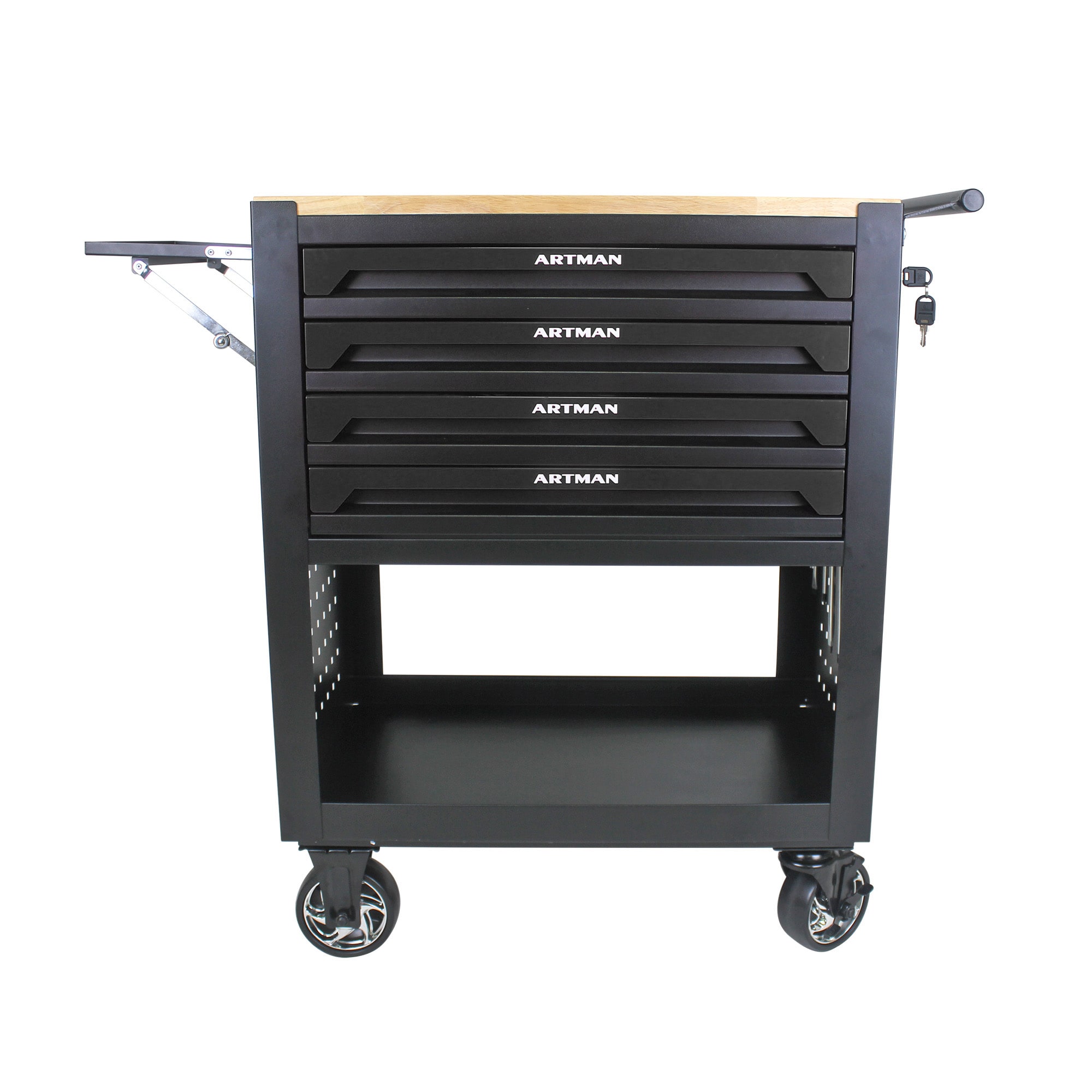 LOVMOR  35.4 x 26.9 x 17.9 inch 4 Drawer Ball Bearing Slide Tool Cart Lockable Tool Storage Organizer with Locking Wheels Black Sansujyuku sansujyuku.com