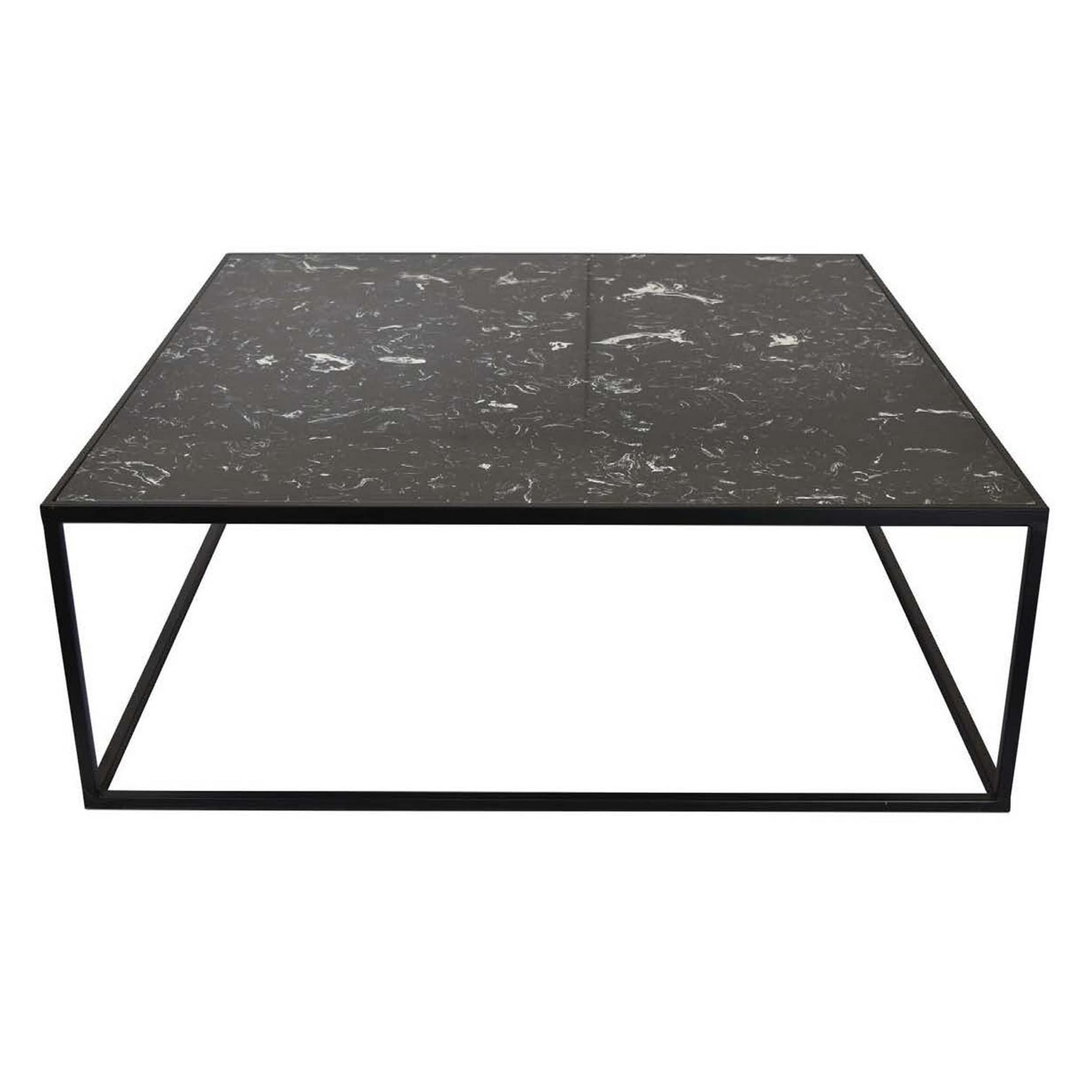 Benzara BM309776 14-Inches H x 39.25-Inches W Black Indoor/Outdoor Square Marble Plant Stand