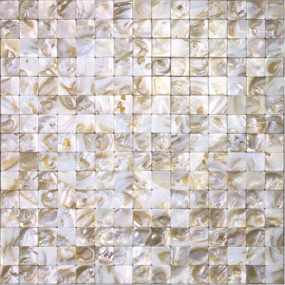Apollo Tile APLSMA88012ASAMPLE Sample- Wall White and Beige Natural Shell 4-in x 4-in Polished Patterned Wall Tile