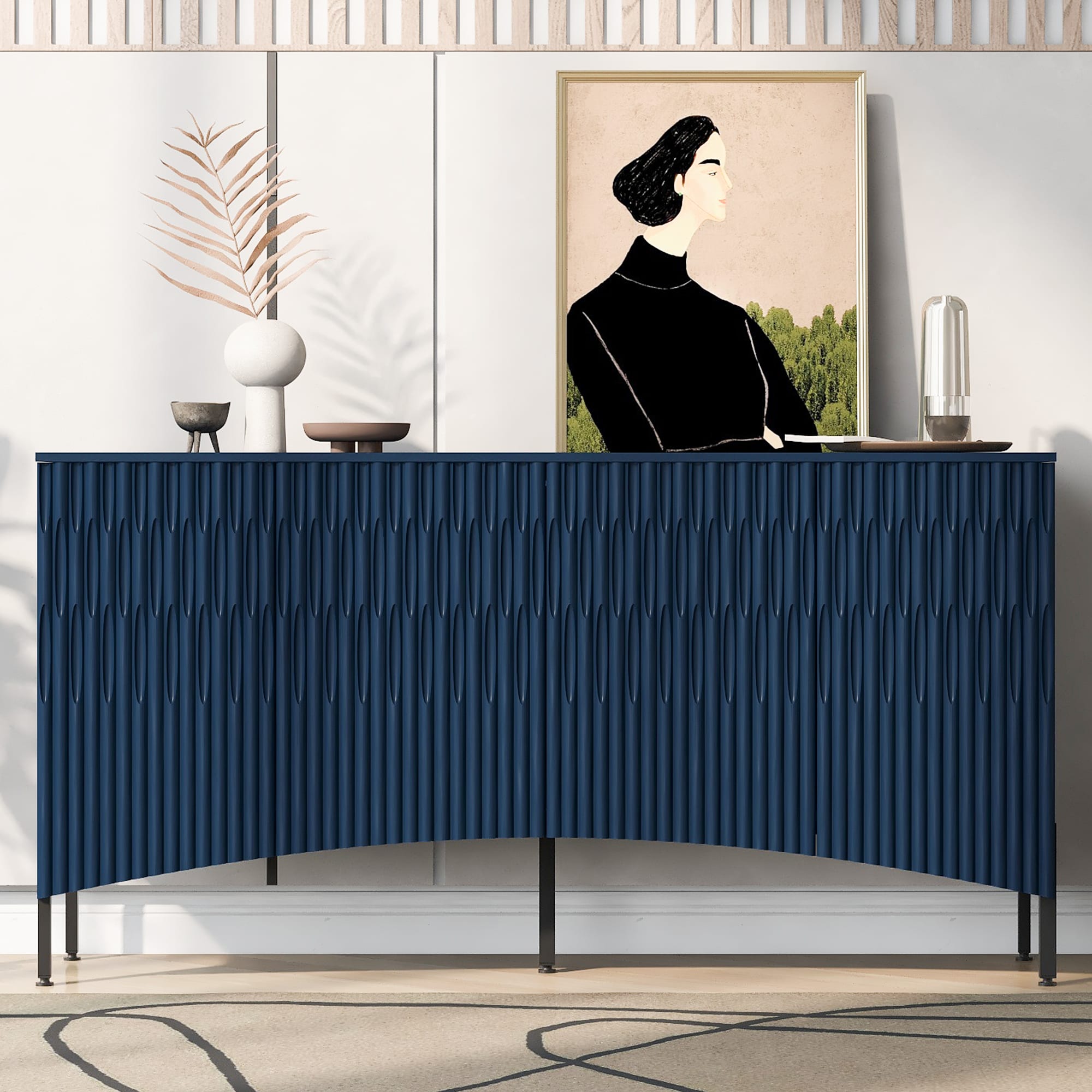 JIMSMAISON JMUSSB01NB Contemporary/Modern Navy Blue Sideboard