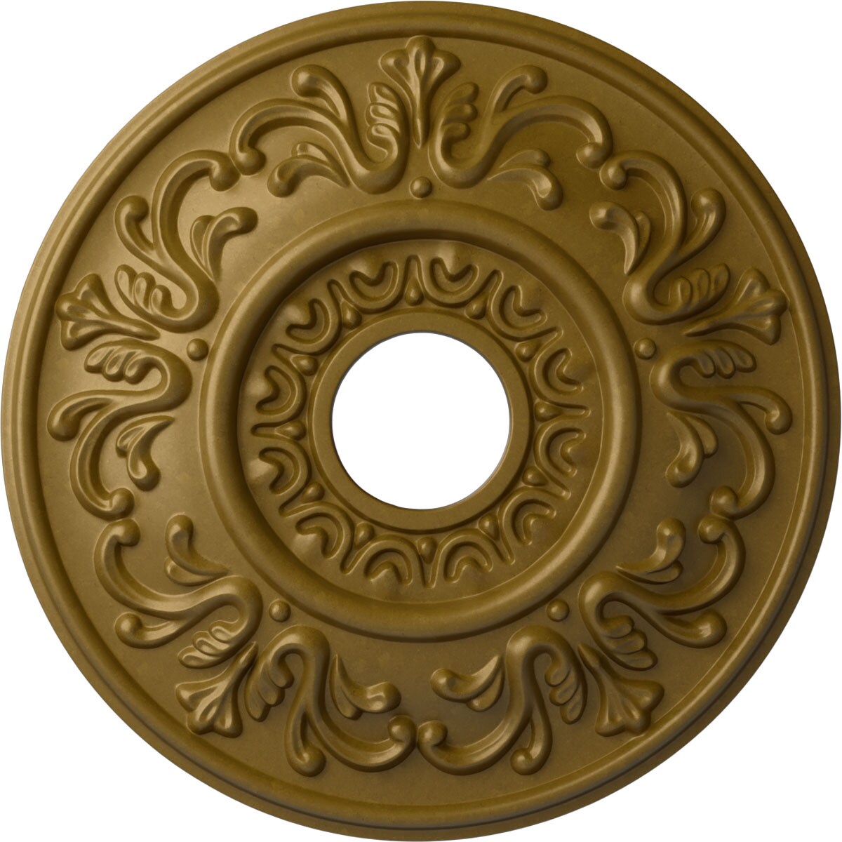 Ekena Millwork CM18VLGLS Valletta 18-in W x 18-in L Painted Gold Polyurethane Whole Ceiling Medallion