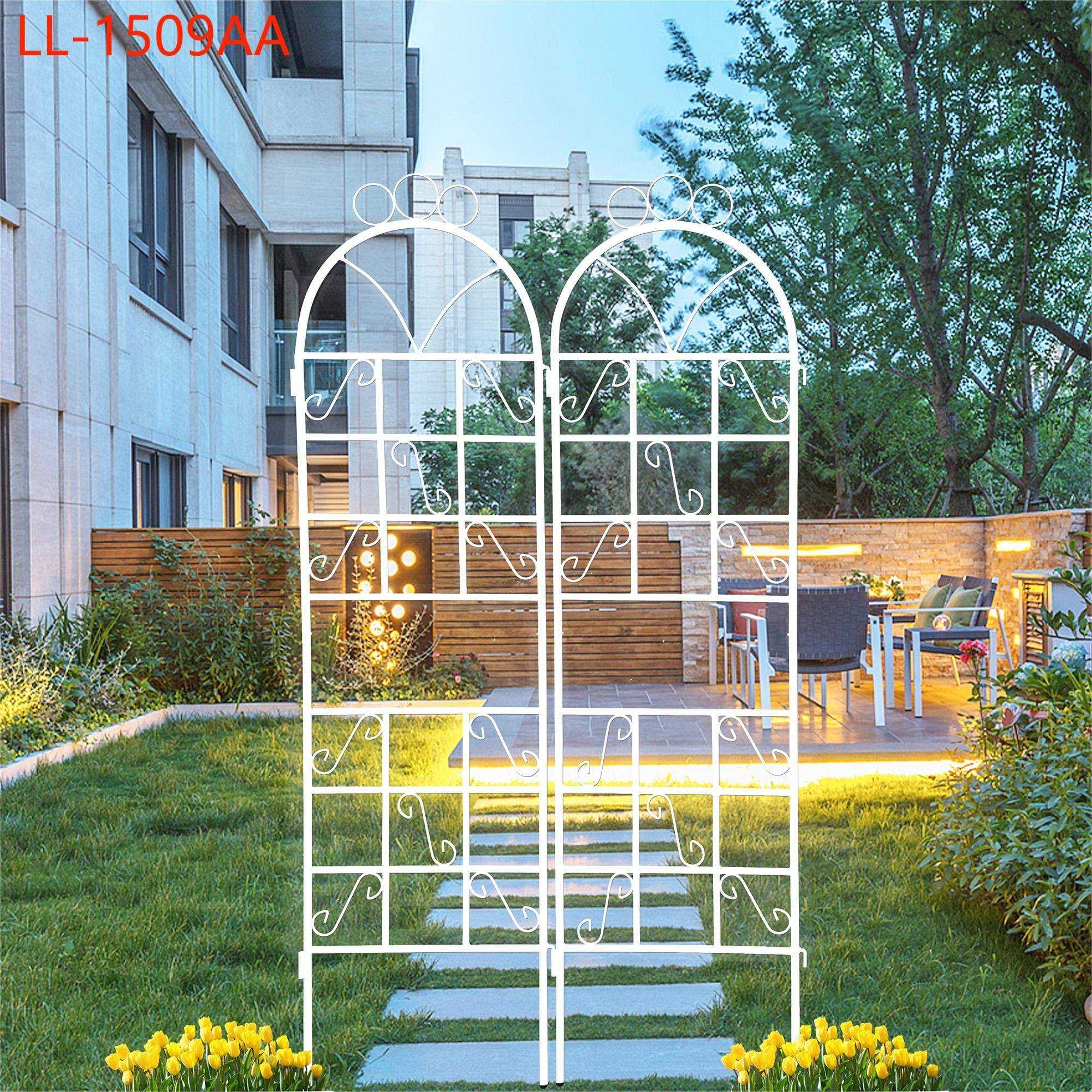Yiekholo LL-1509AA 19.6-Inches W x 72-Inches H White Iron Traditional Garden Trellis For Climbing Plants For Cucumbers For Roses 2 -Pack