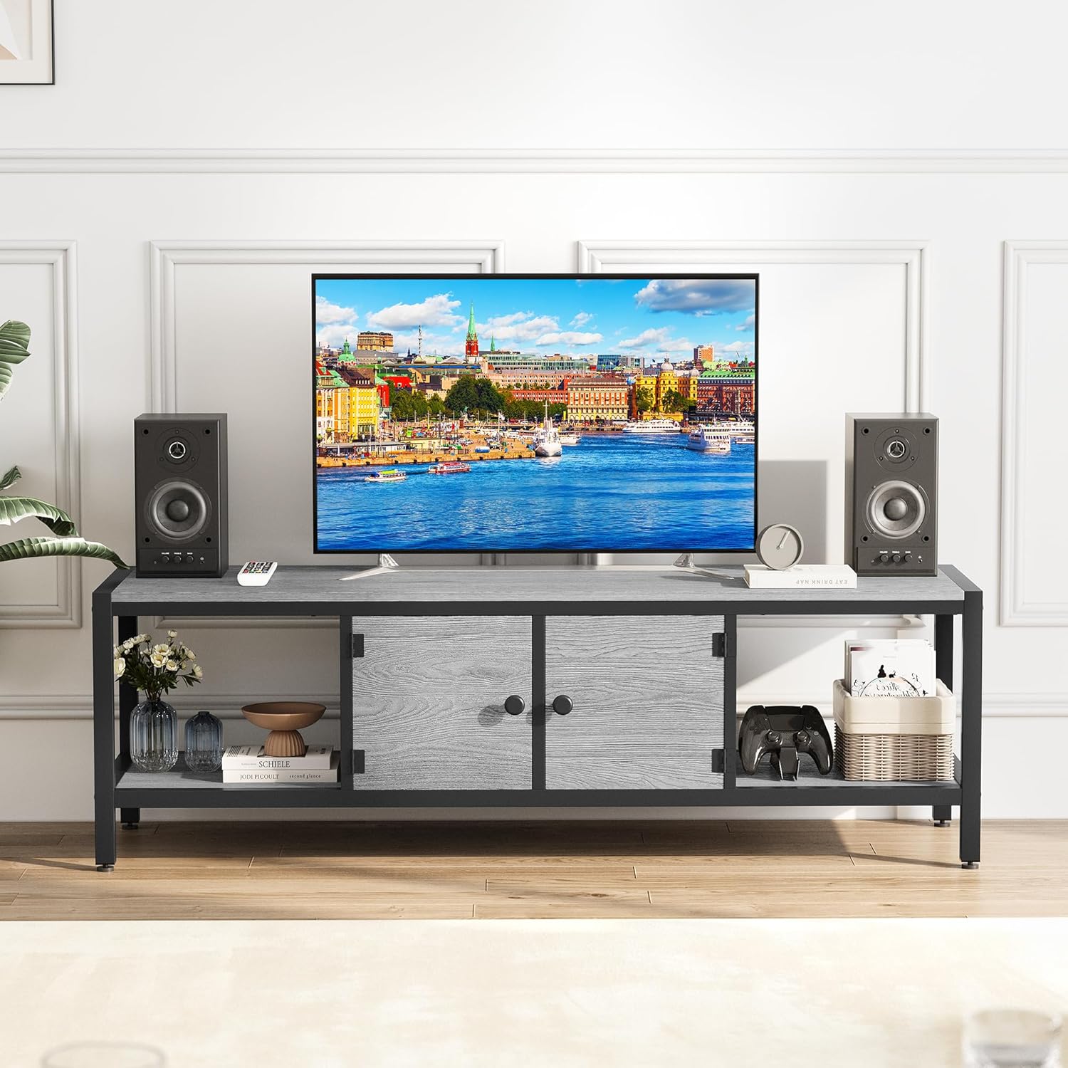 IdealHouse - 65 Inch TV Stand with Storage TV Entertainment Center Up to 75 Inch TV Wooden TV Sta...