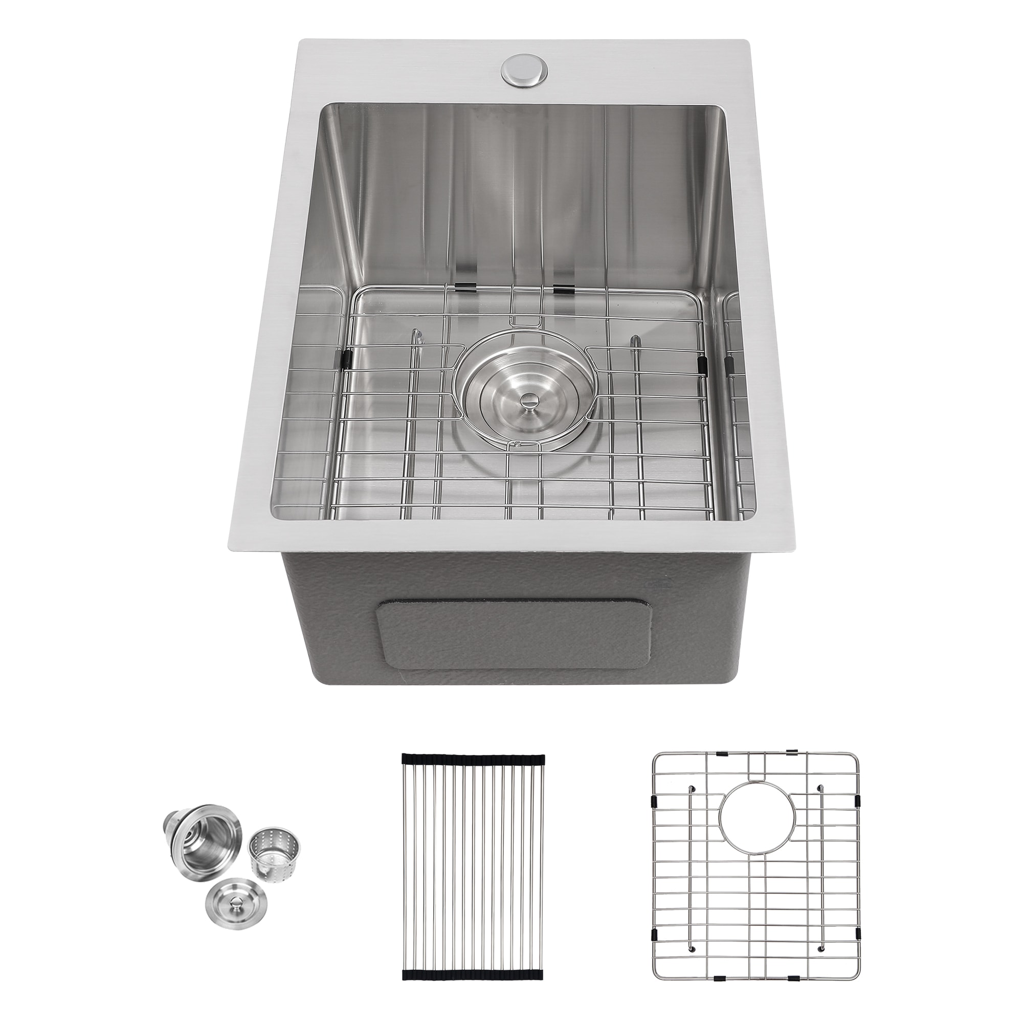 Lirago Stainless Steel Drop-in Kitchen Sink 15 x 20 x 10 inch Topmount Sinks 16 Gauge Single Bowl