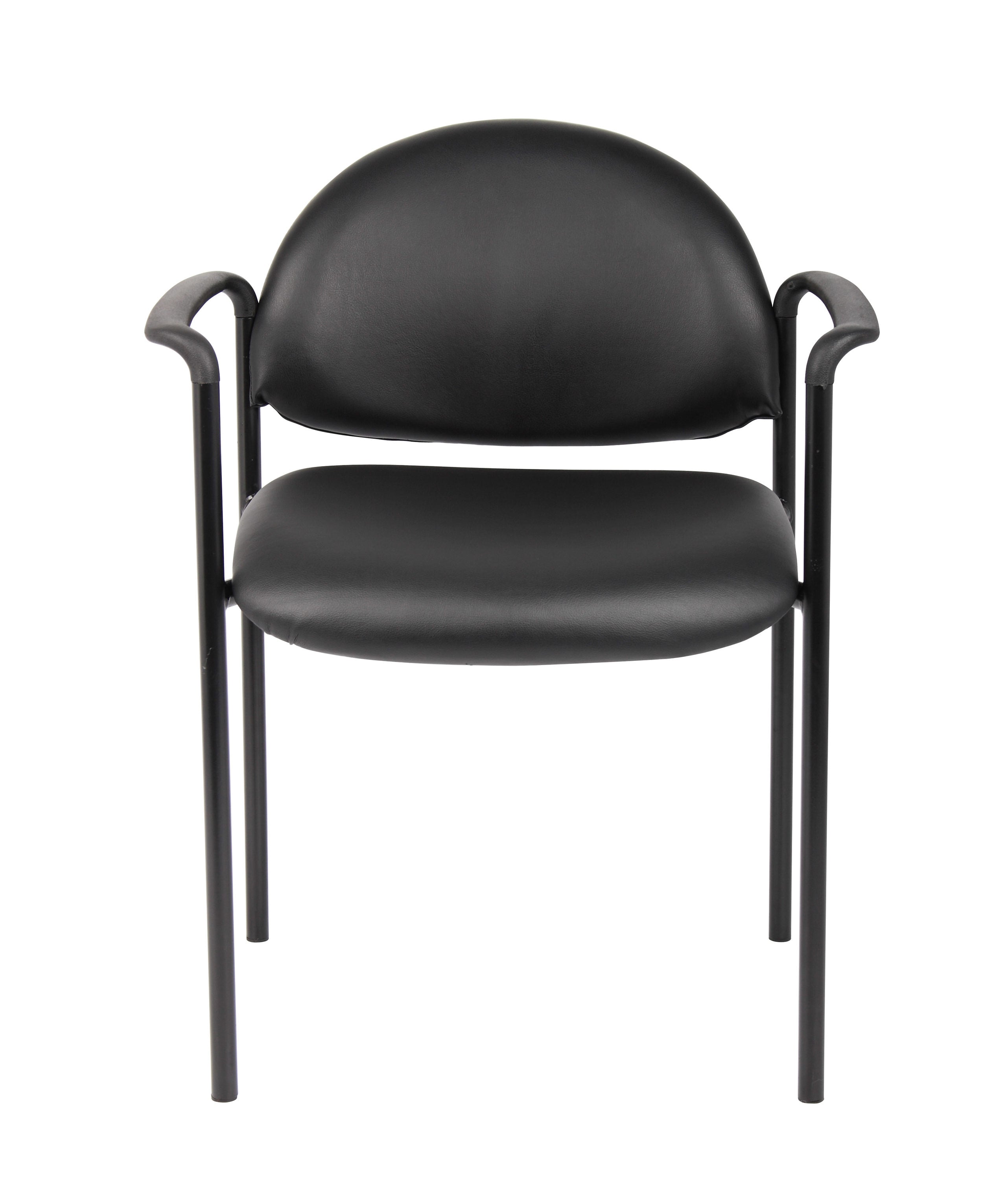 Contemporary Black Caressoft Stacking Chair with Metal Frame