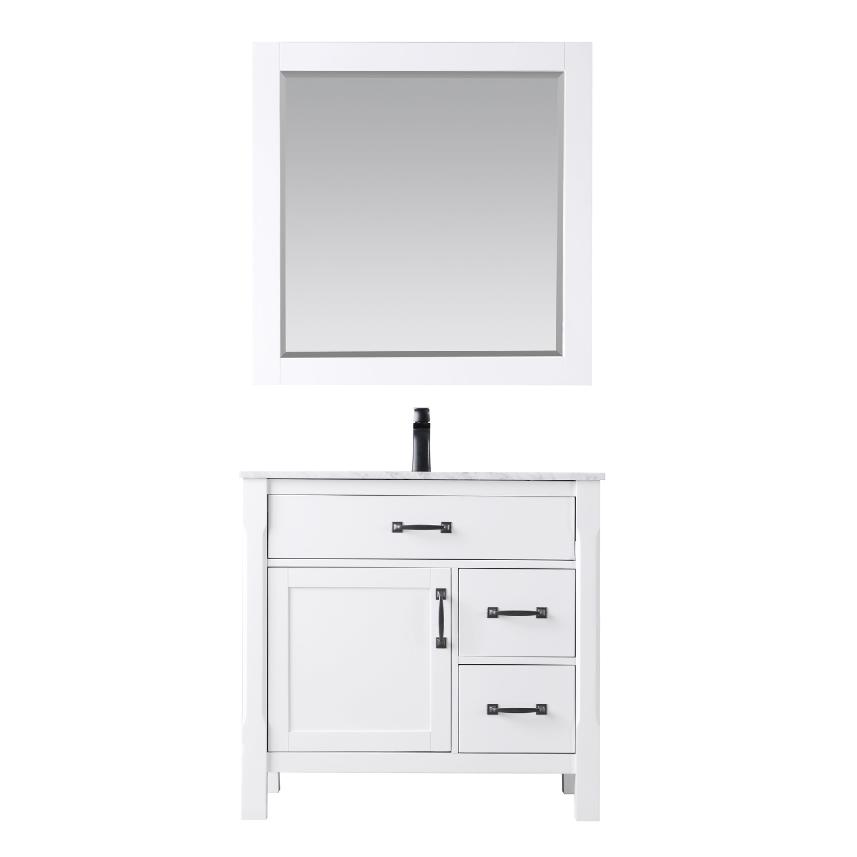 Altair 535036-WH-CA Maribella 36-in White Undermount Single sink Bathroom Vanity with Carrara White Marble Top (Mirror Included)