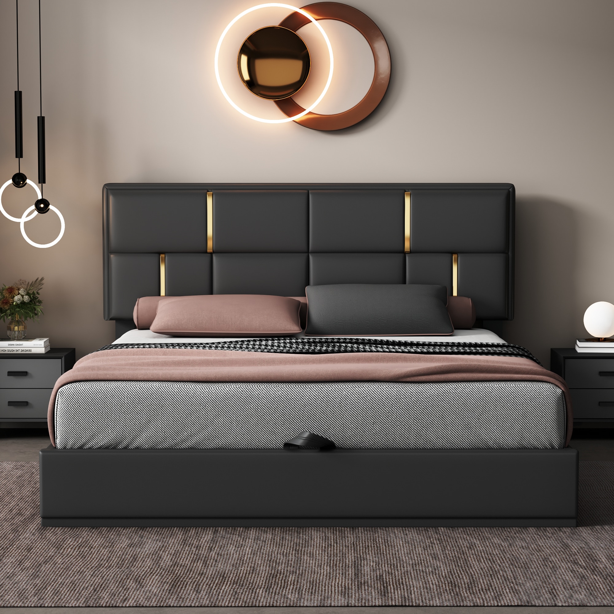 ModernLuxe L-WF310943AAB black Queen Composite Platform Bed