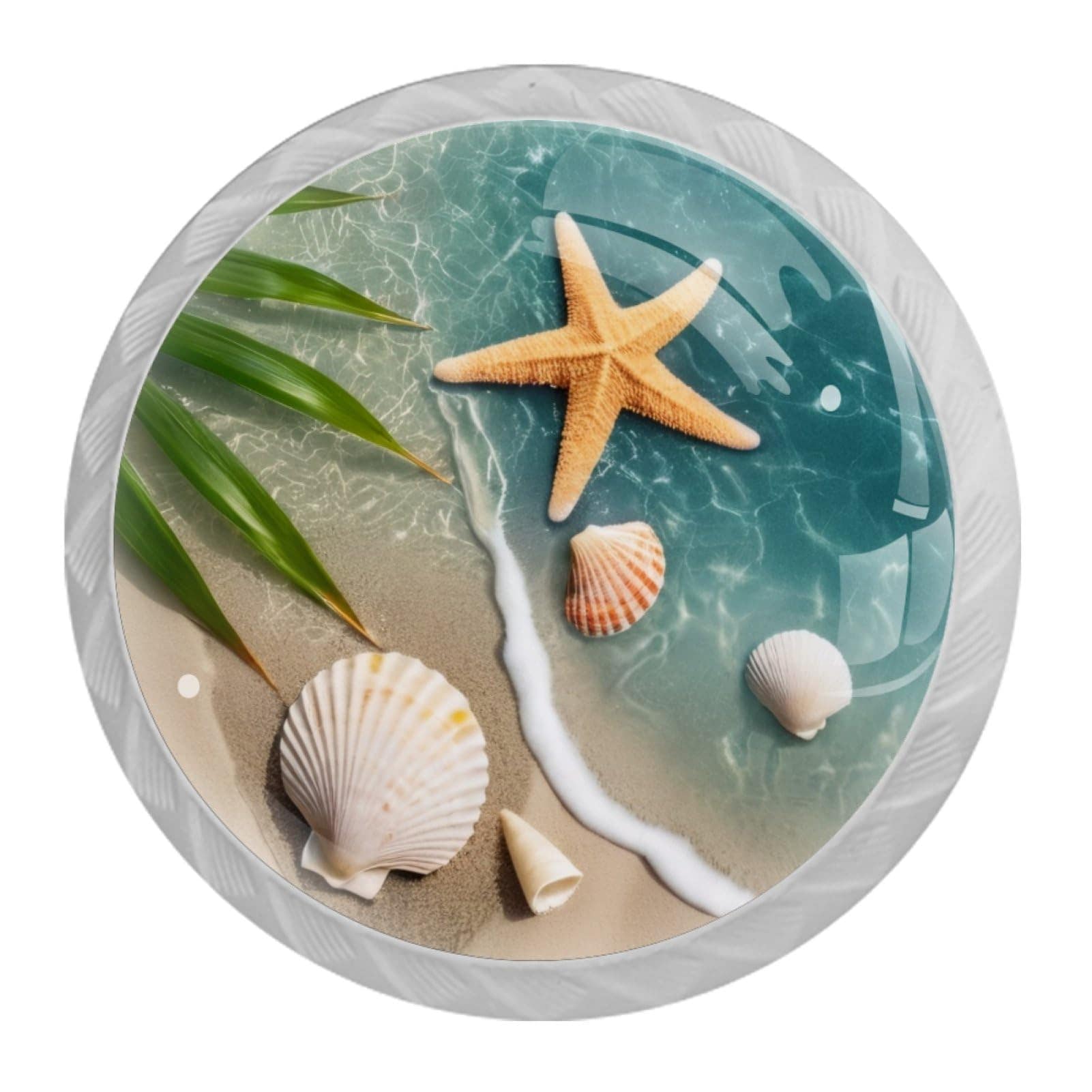 SenQWFa  4 Pack Beach Starfish Seashell Crystal Glass Cabinet Knobs for Kitchen Cupboard Door Drawer Wardrobe Furniture Decor