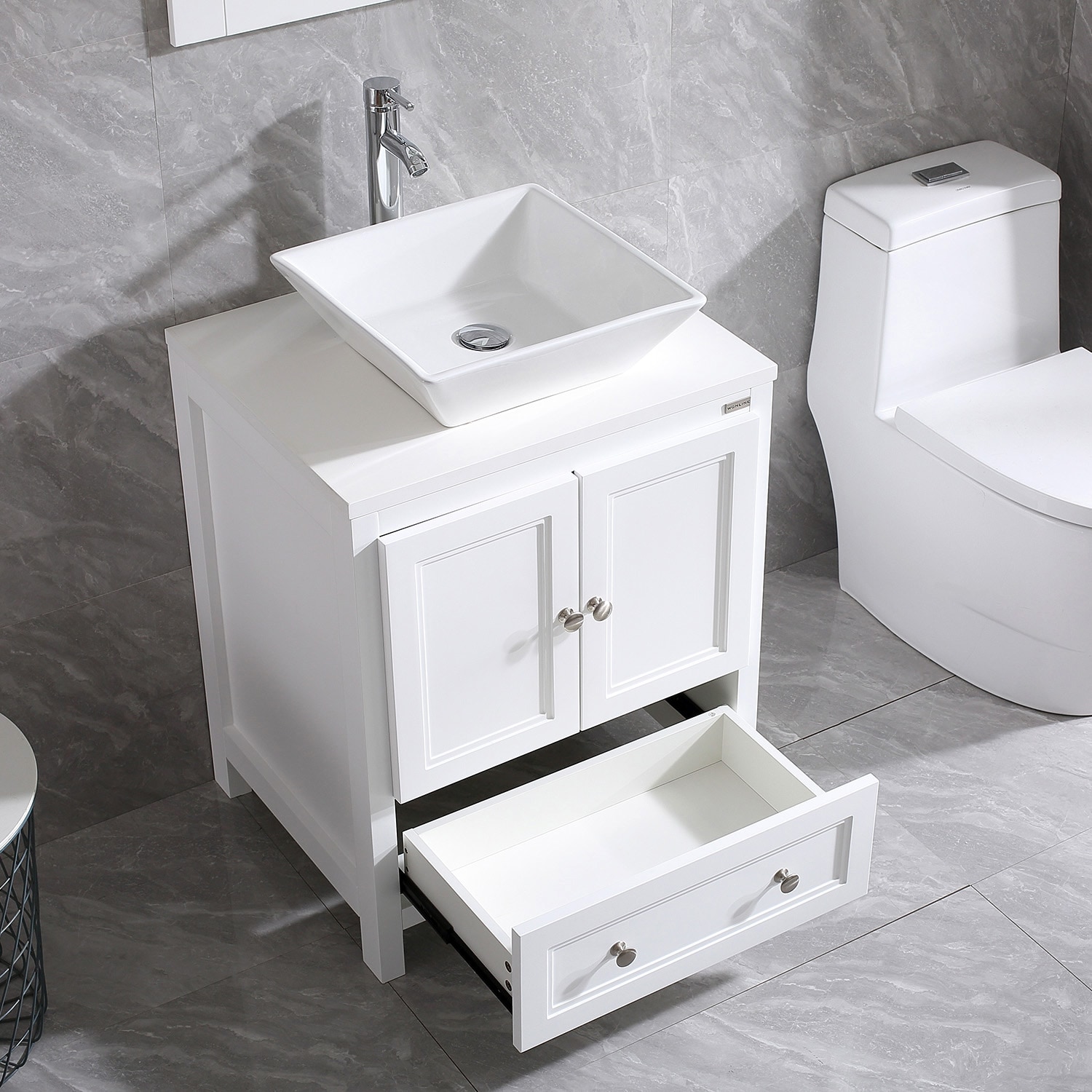 WONLINE 24 In. bathroom vanity set 24-in White Single Sink Bathroom ...