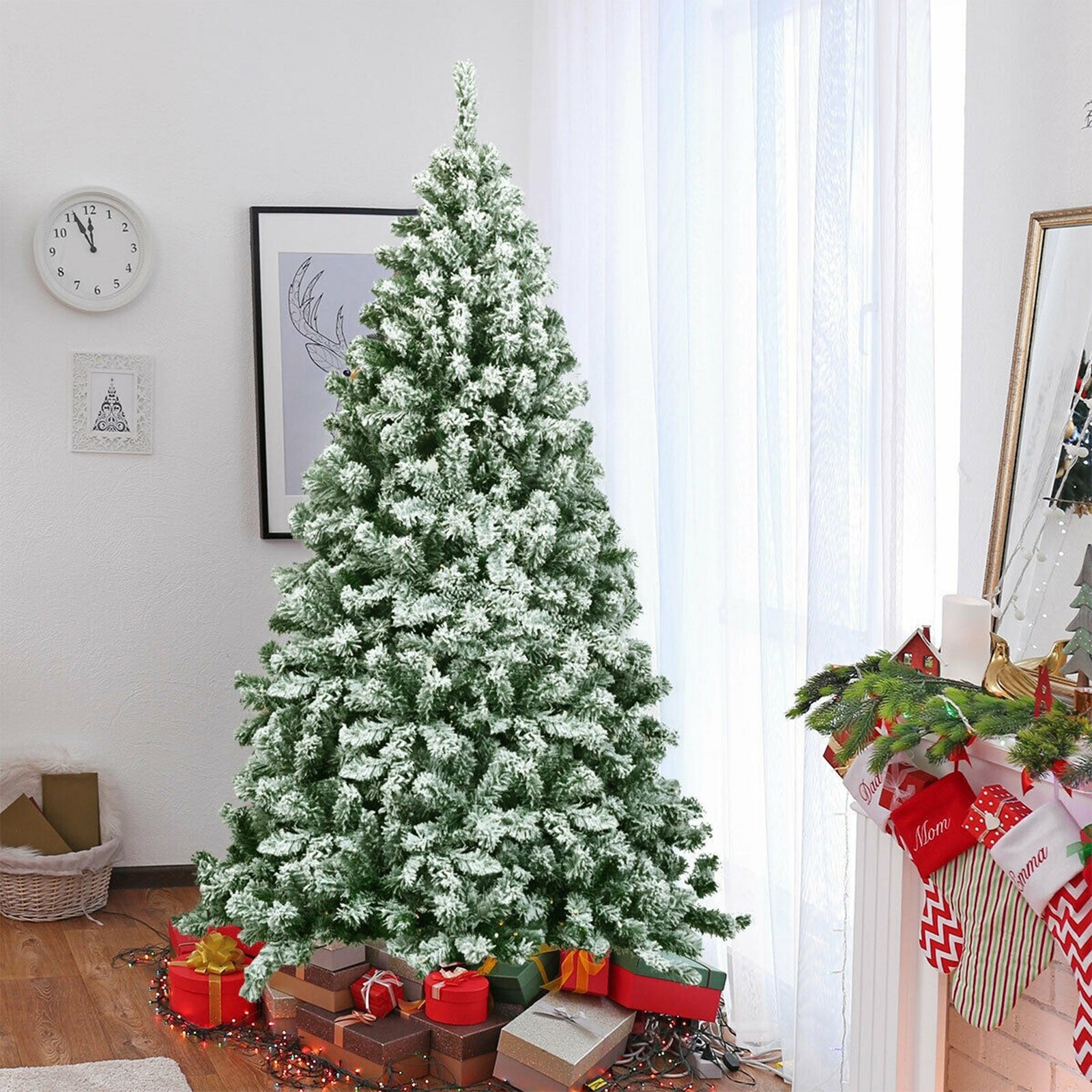 WELLFOR 6-ft Flocked Artificial Christmas Tree in the Artificial ...