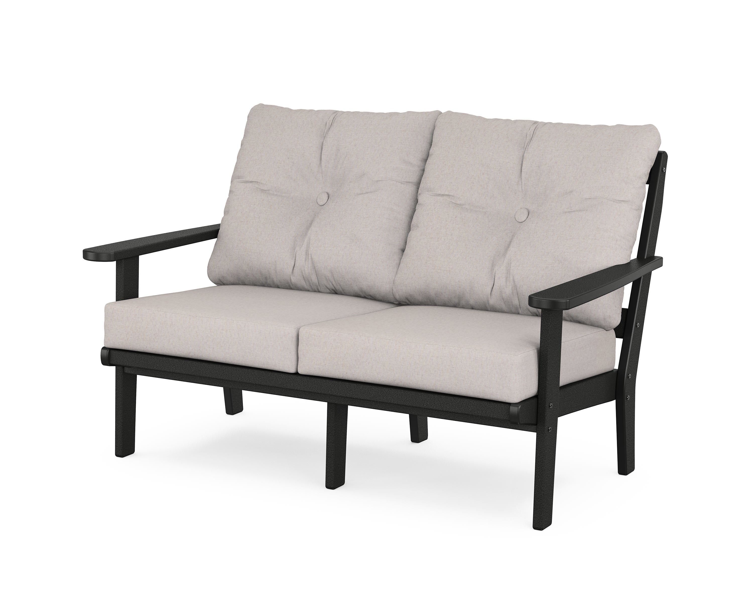 Trex Outdoor Furniture TX4432-CB145999 Cape Cod Outdoor Loveseat with Tan Cushions and Plastic Frame