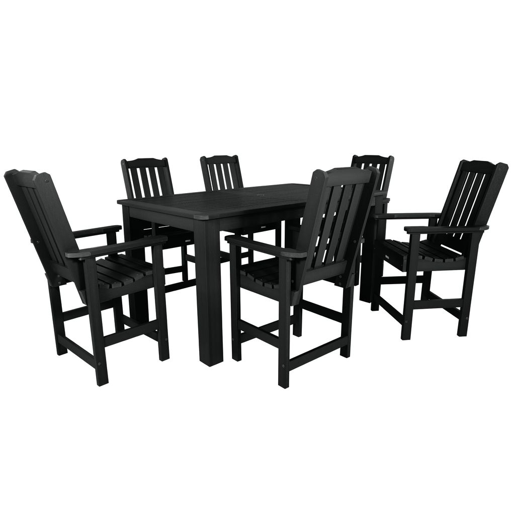 Lehigh Black Bamboo 7-Piece Outdoor Dining Set for 6