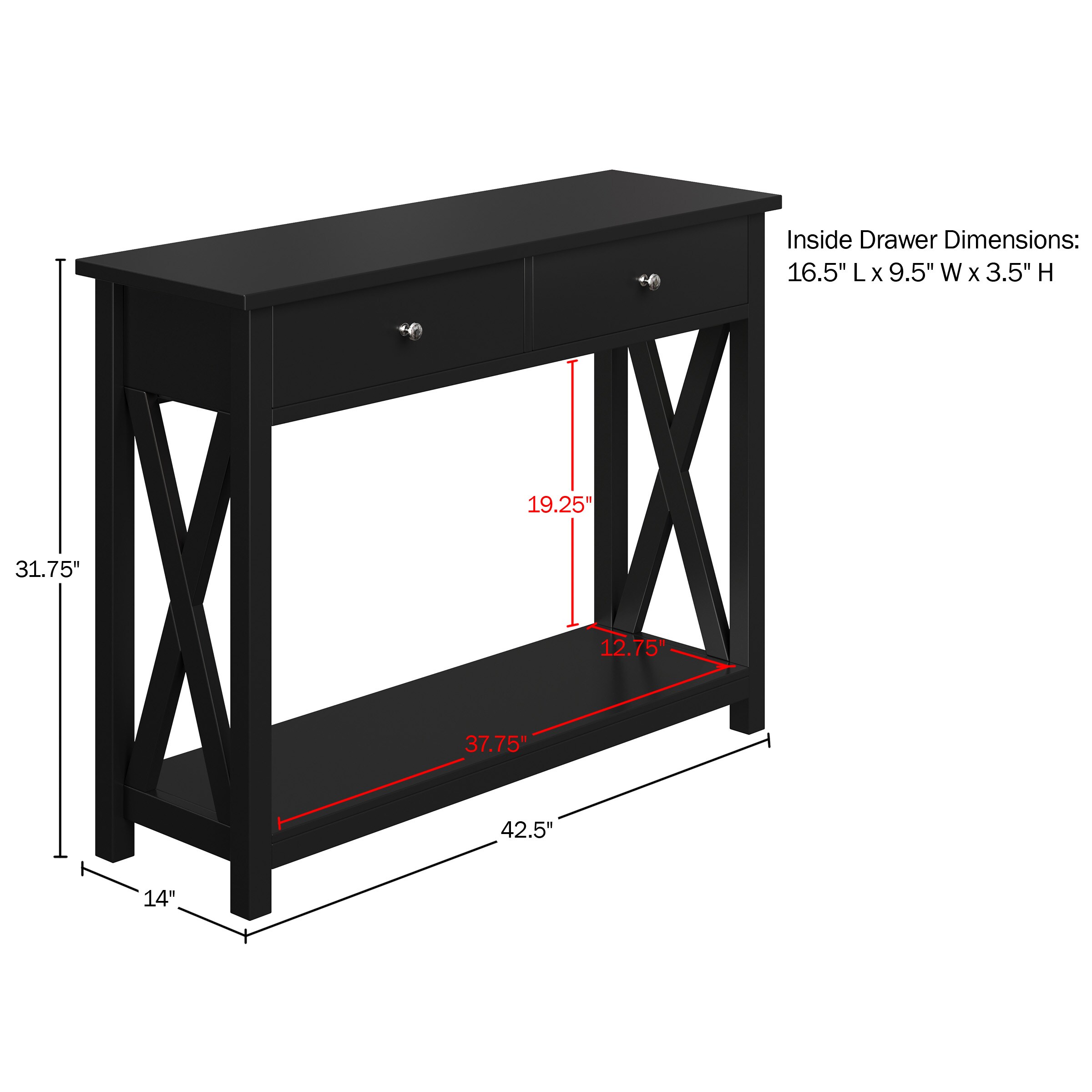Lavish Home 80-ACTBL-DDSHXSD-BK Console-Sofa-Tables - View #6