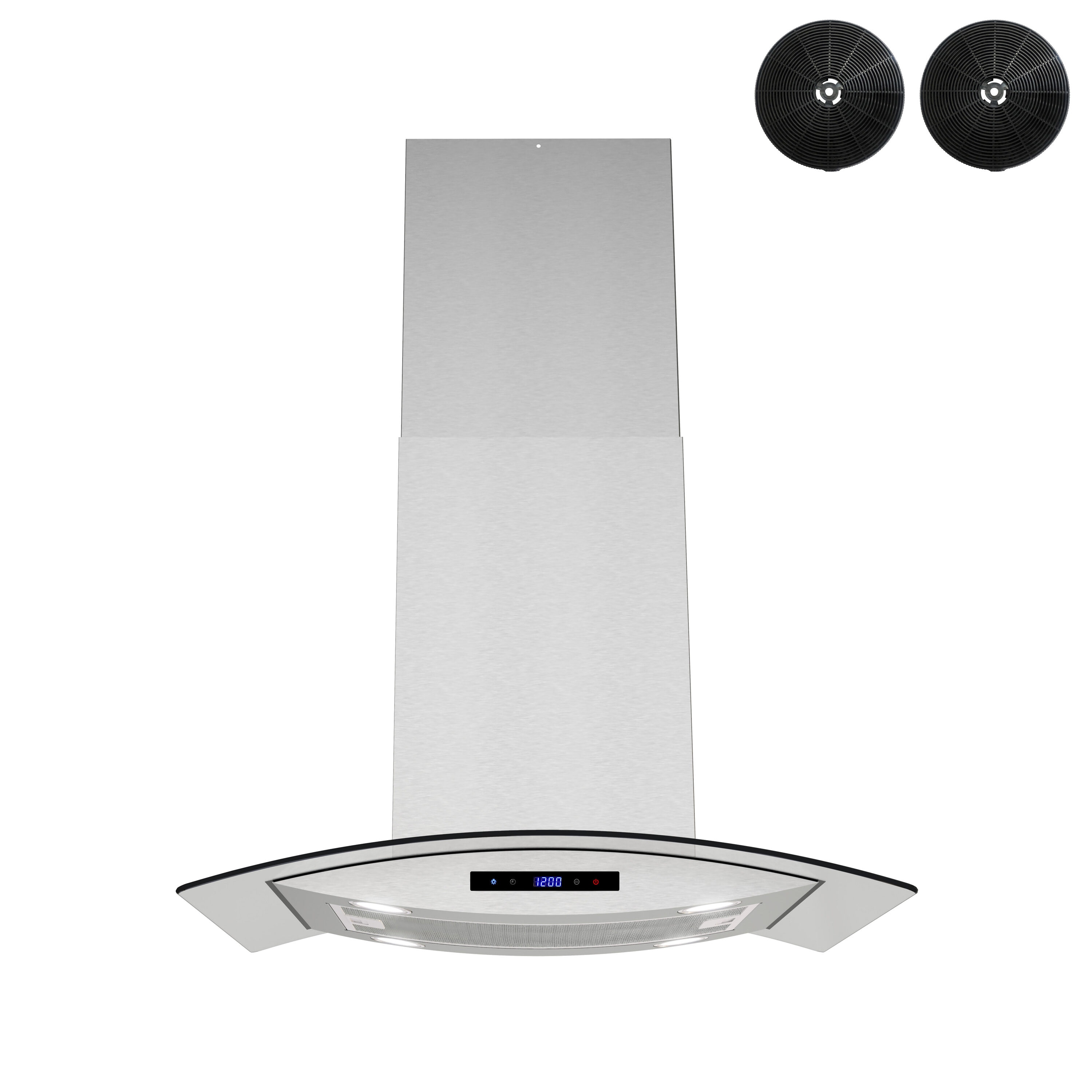 Streamline T-6805-1-CL 30 inch Convertible 350-CFM Stainless Steel Island Range Hood with Charcoal Filter
