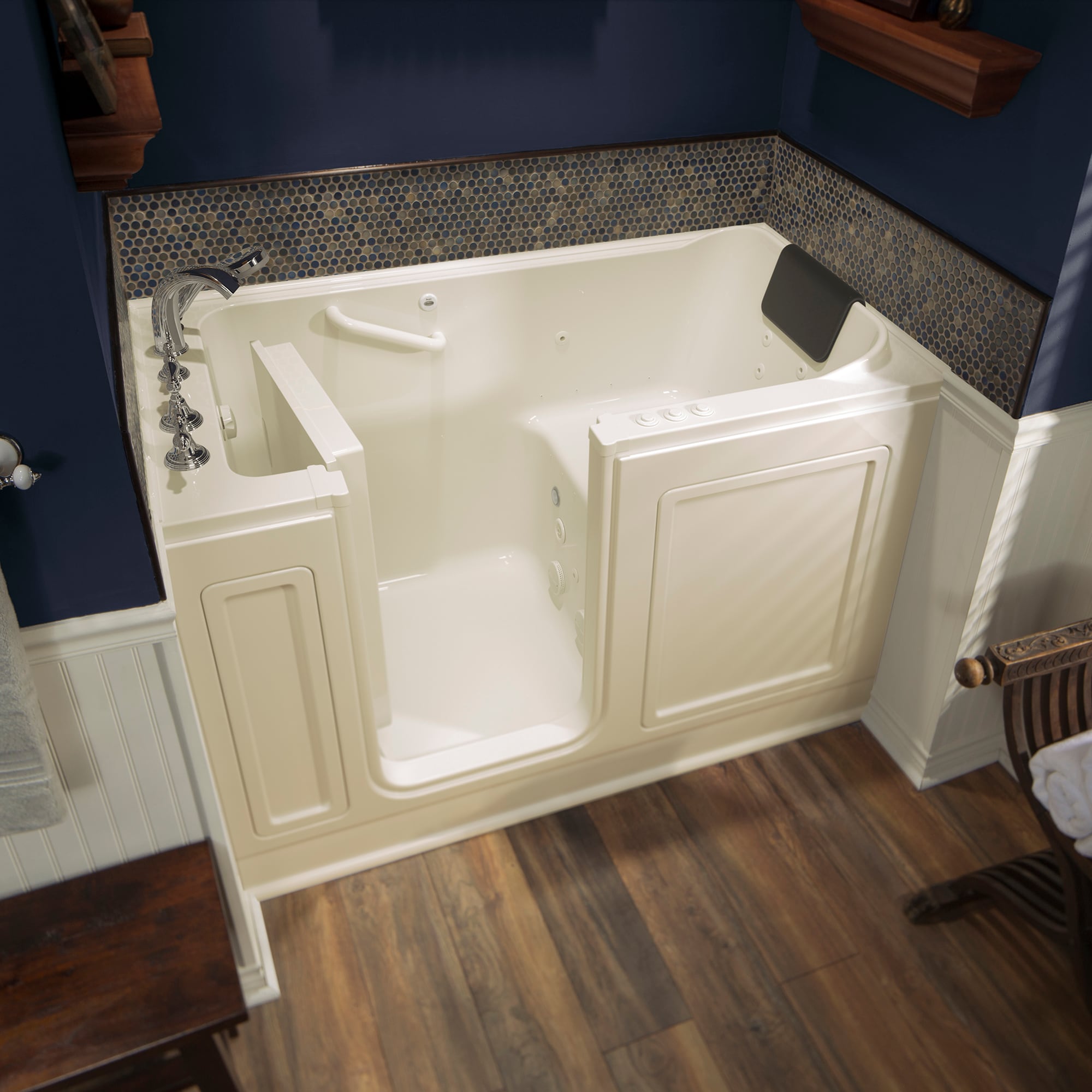 American Standard 3260.219.CLL 32.0-Inches x 59.5-Inches Linen Acrylic Rectangular Walk-in Whirlpool and air bath combination tub with Faucet Hand Shower Drain ( Left Drain )