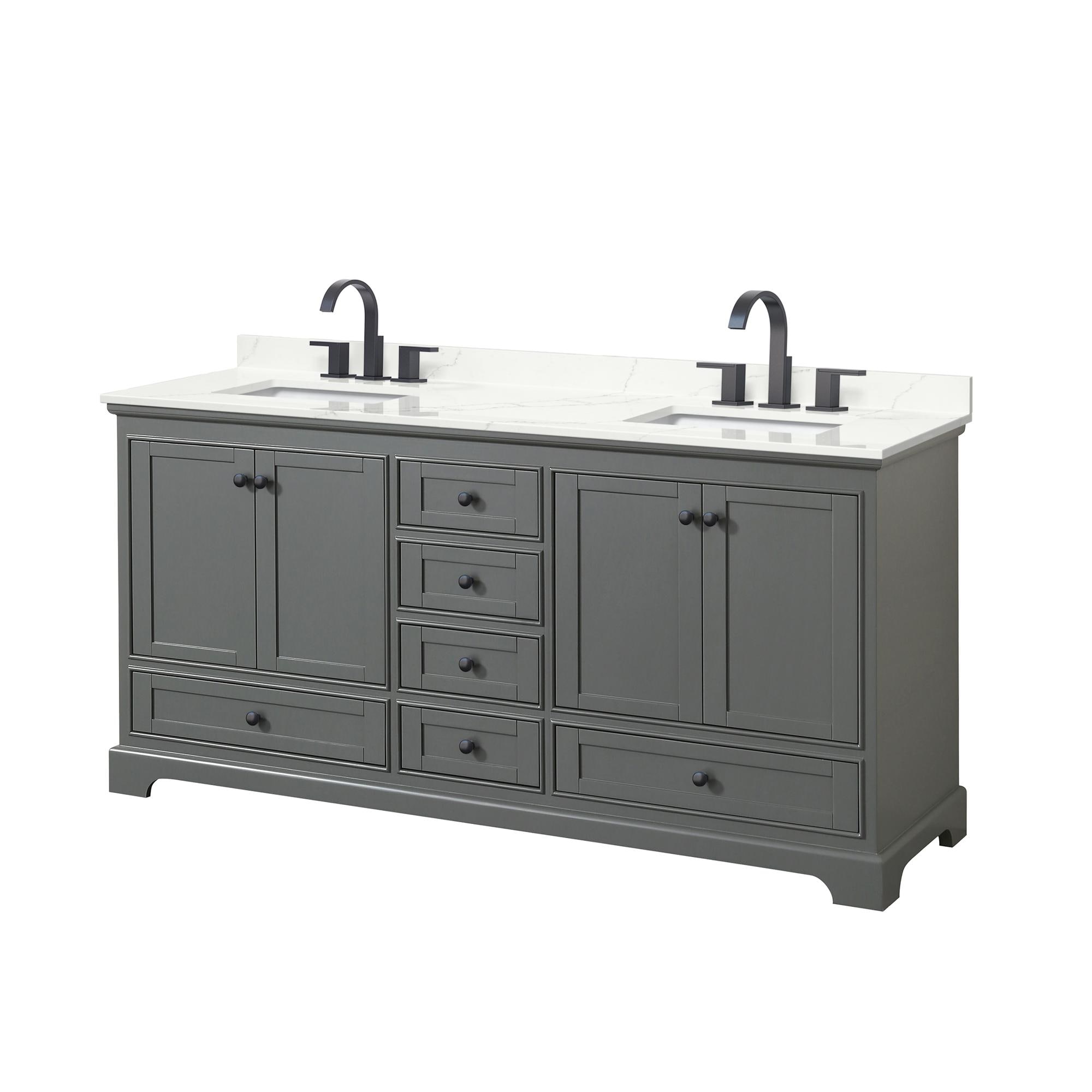 Wyndham Collection WCS202072DGBGTUS3MXX Deborah 72-in Dark Gray Undermount Double Sink Bathroom Vanity with Giotto Quartz Top