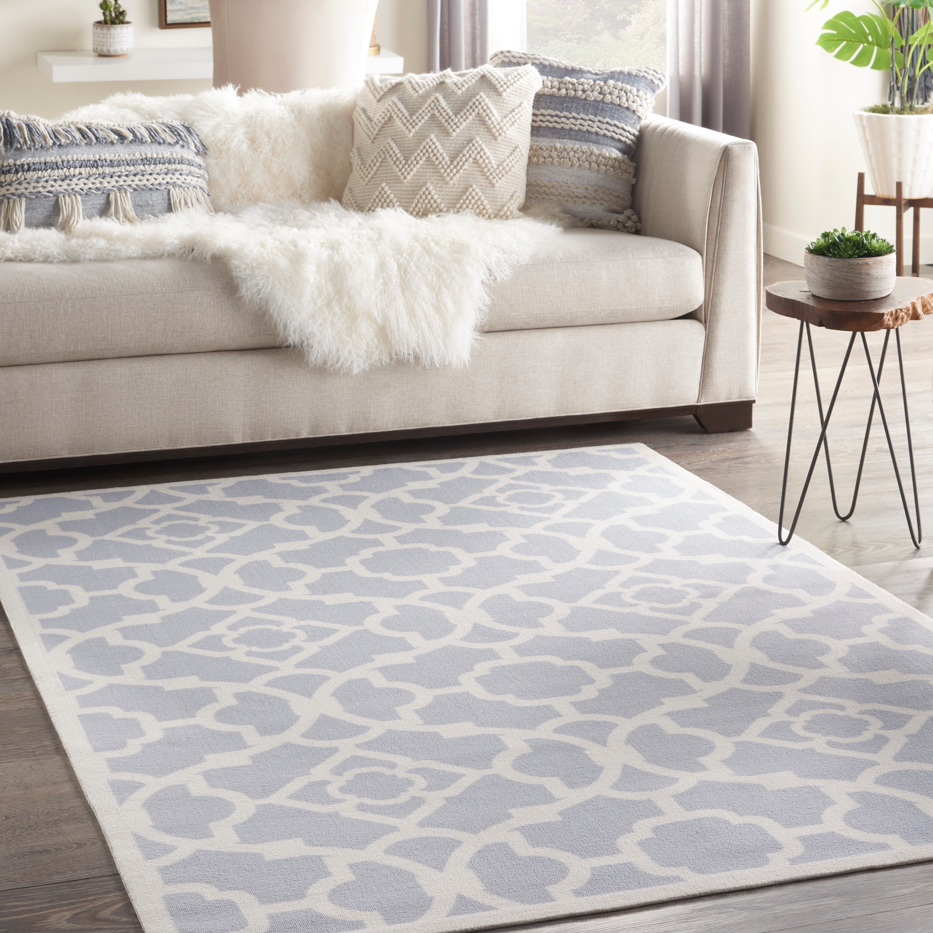 Nourison 14779 Sun N' Shade 5 x 7 (ft) Loomed Polyester Grey Rectangular Indoor/Outdoor Abstract Area rug