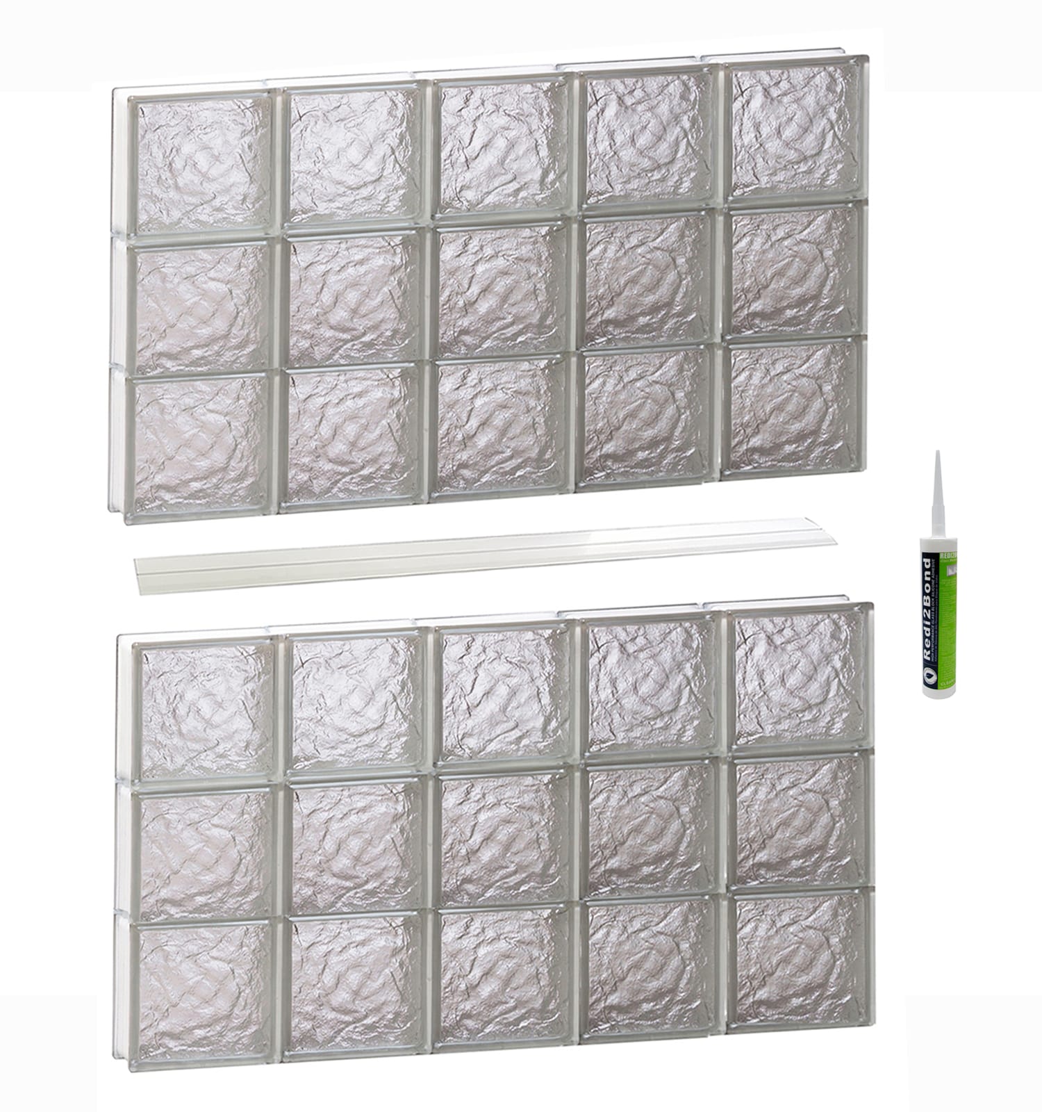 REDI2SET S4048IS Ice Glass 38-3/4-in x 46-1/2-in Frameless Replacement Glass Block Window