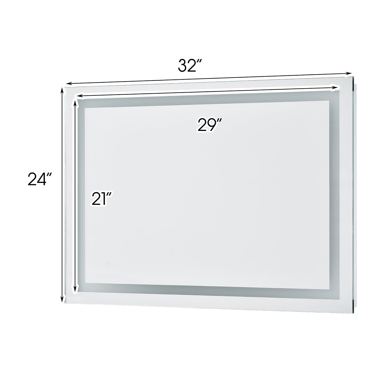 Bybafun 32-in X 24-in Frameless Rectangle Dimmable Lighted Fog Free ...