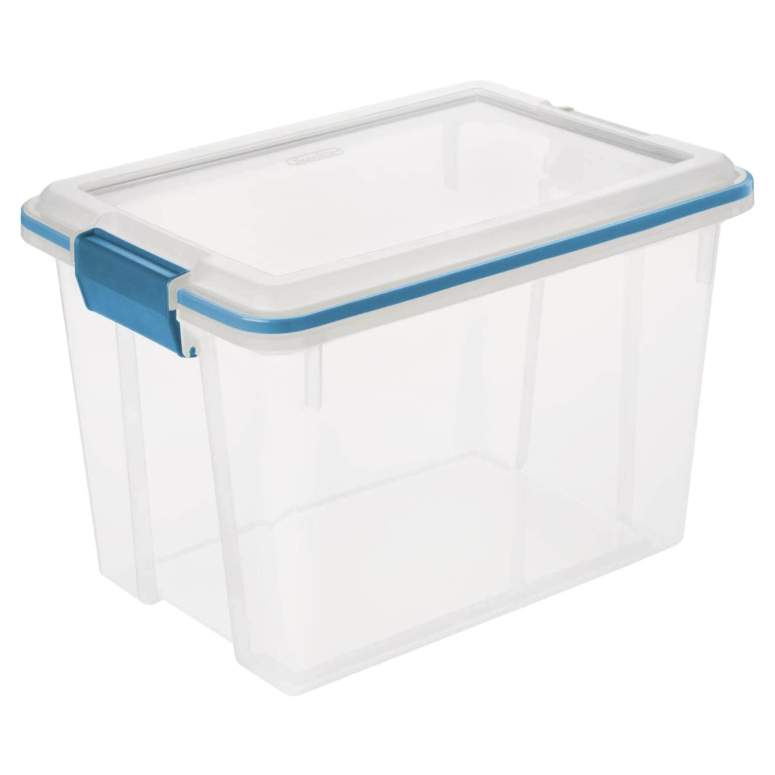  Sterilite 30 Gal Gasket Tote, Heavy Duty Stackable Storage Bin  with Latching Lid, Plastic Container to Organize Basement, Gray Base and  Lid, 3-Pack