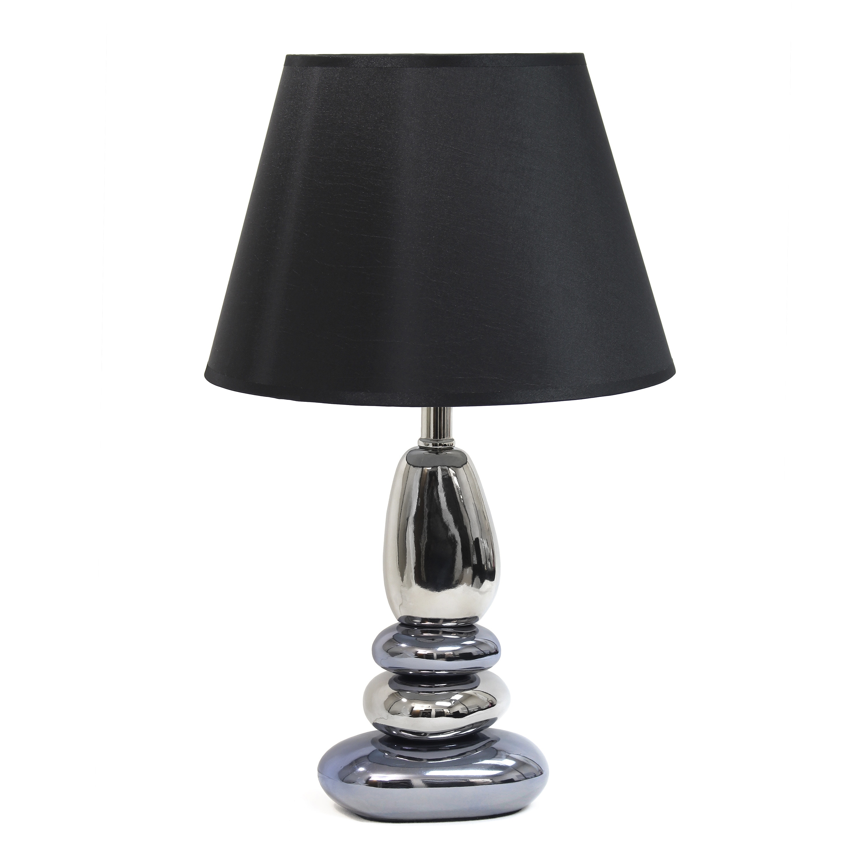 Lalia Home LHT-3024-BL 21.5-in Chrome and Metallic Blue LED Rotary socket Table Lamp with Fabric Shade