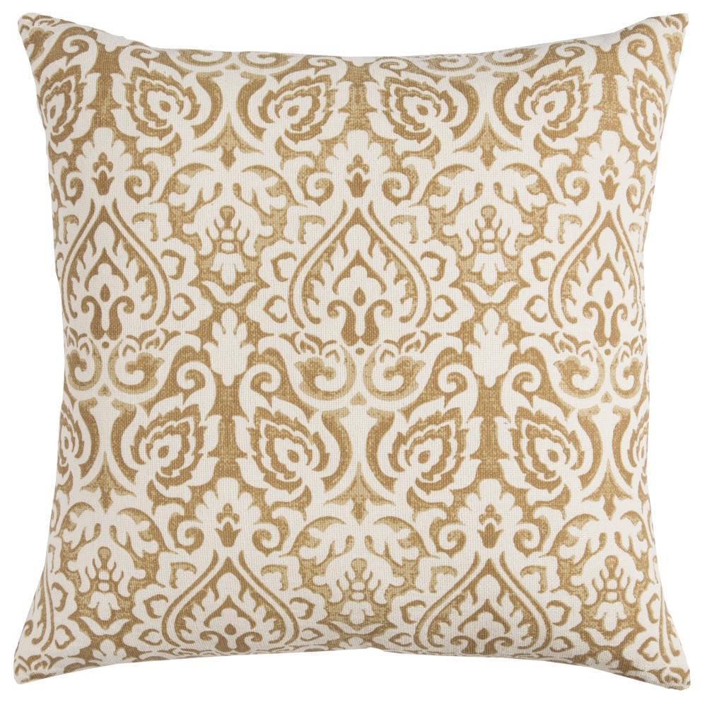 Rizzy Home T10486 Poly filled pillow 22-in x 22-in Gold/Natural Square Indoor Decorative Pillow