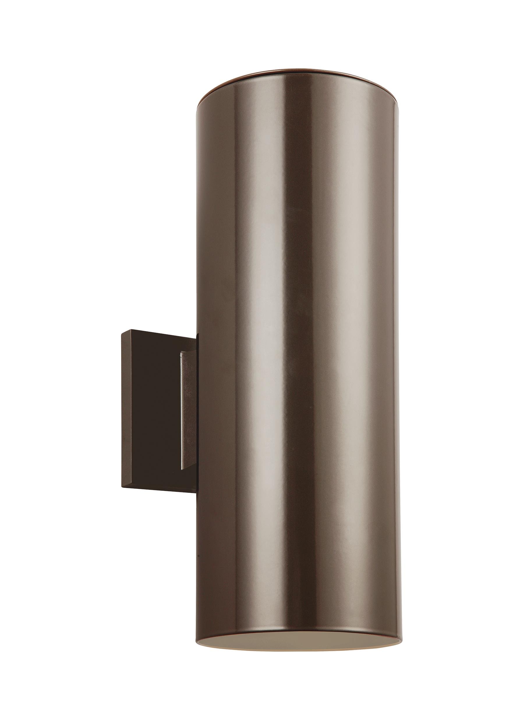 Generation Lighting 8413897S-10 Outdoor Cylinders 14.2500-in H Satin Bronze Hardwired Integrated LED Outdoor Wall Light