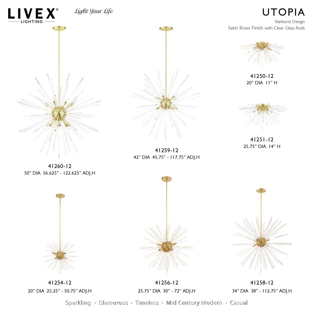 Elegant Satin Brass 6-Light Globe Chandelier with Crystal Rods