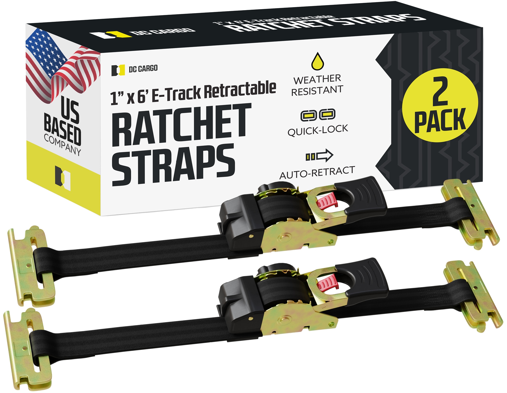 DC Cargo 16RRET-2 1-in x 6-ft Retractable Tie Down 1500-lb Break Strength