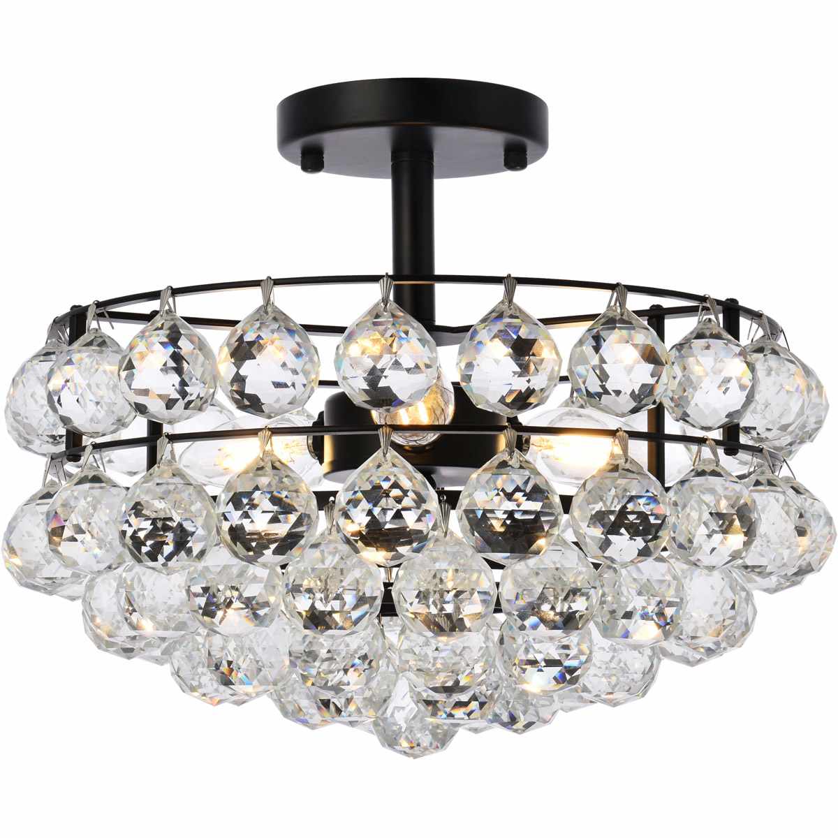 Elegant Lighting  1107F14BK Savannah 3 Light 14 inch Black Flush Mount Ceiling Light