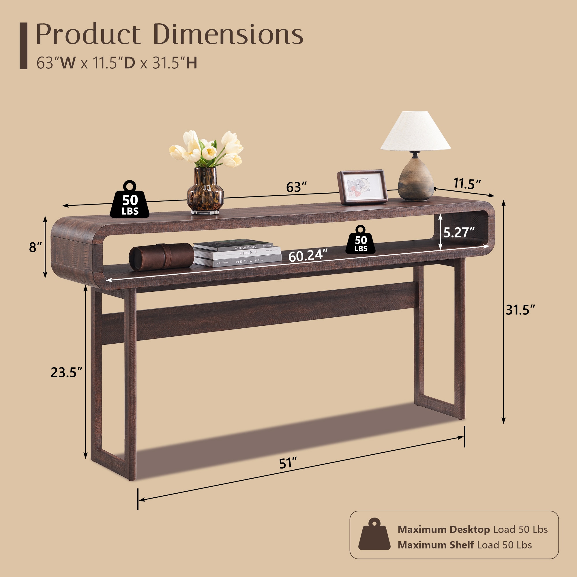 DecorUHome GHJ5009-BR-PRO Console-Sofa-Tables - View #2