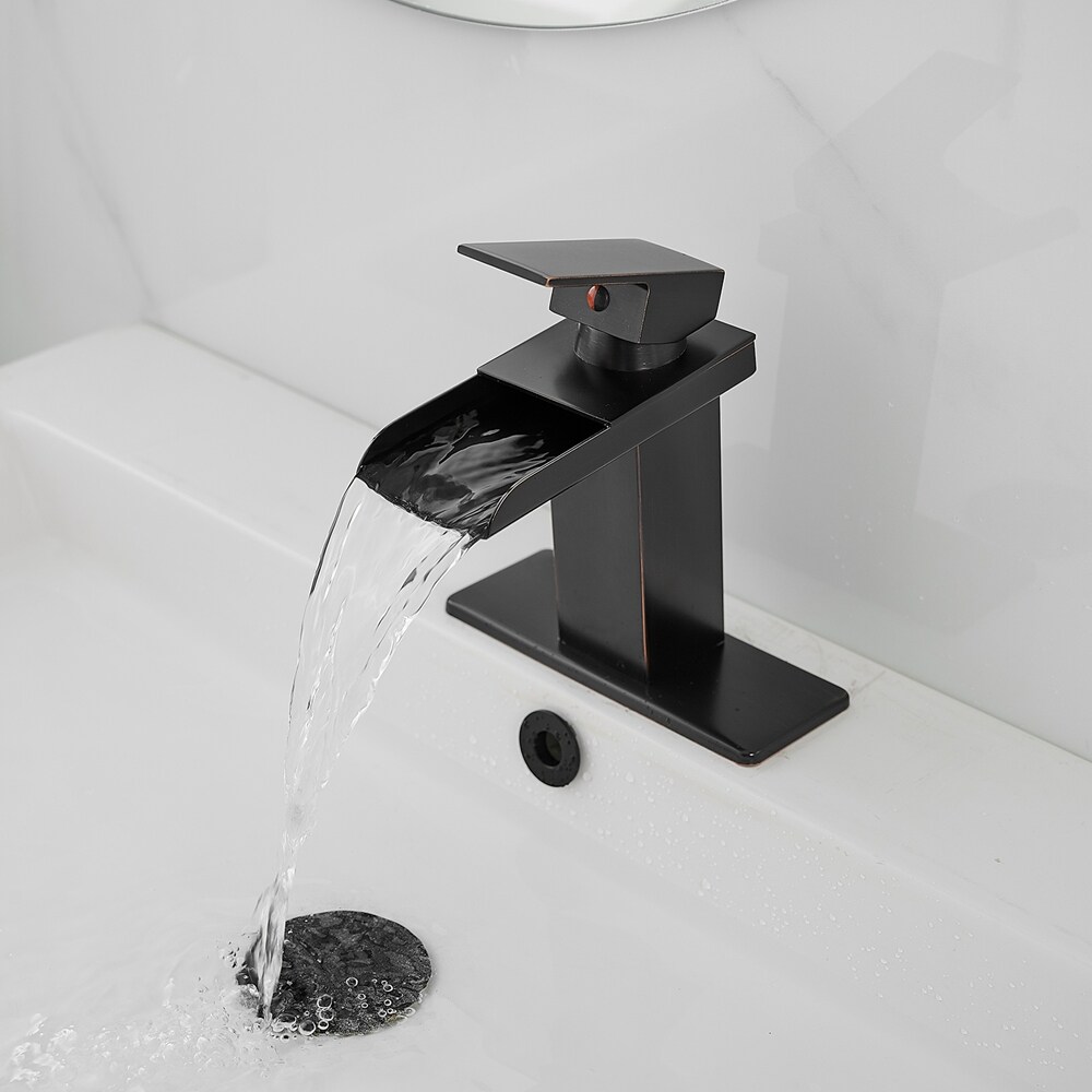 Oil-Rubbed Bronze Single-Handle Waterfall Bathroom Faucet