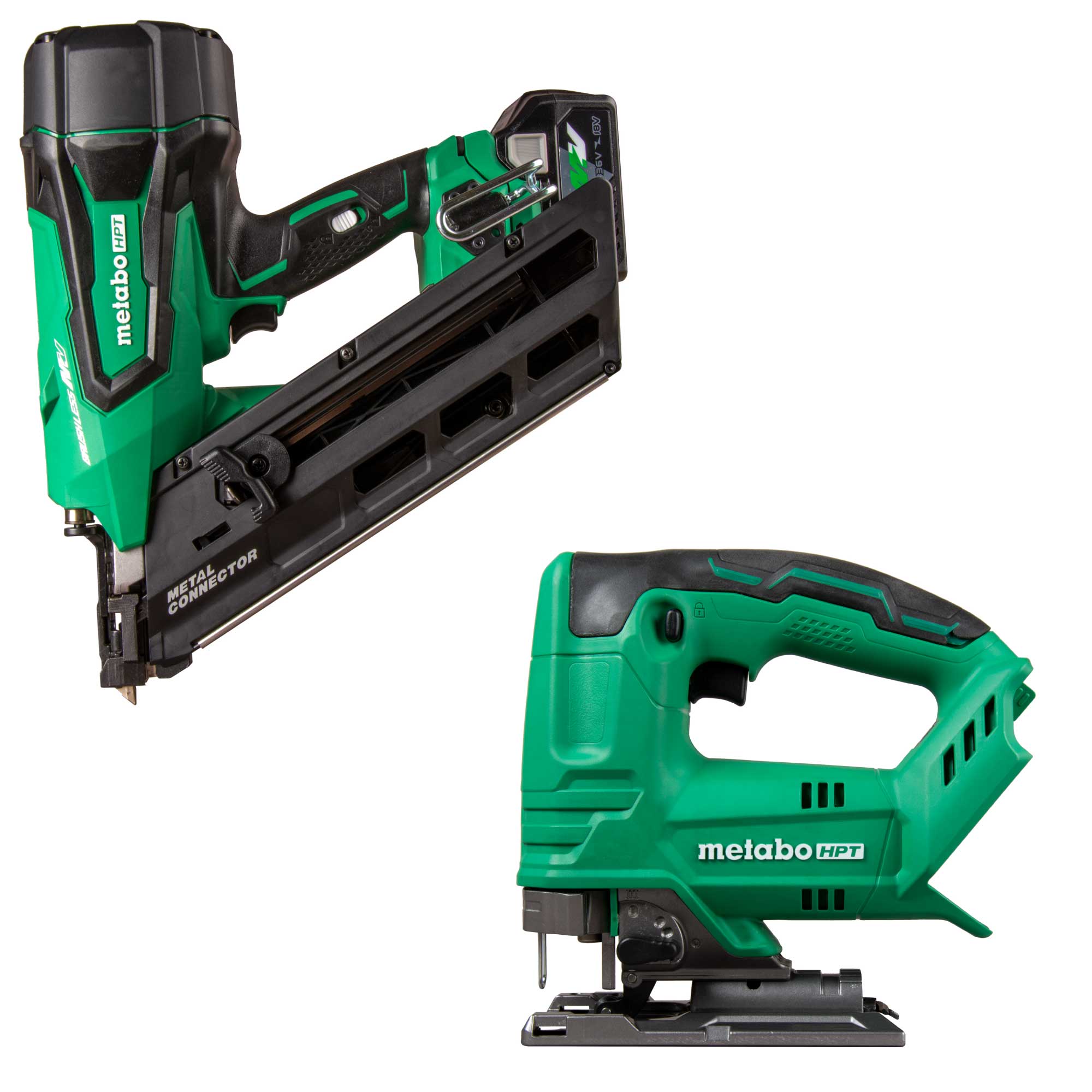 Metabo HPT MultiVolt 36-Volt Cordless Metal-Connecting Nailer with MultiVolt 18-volt Variable Keyless Cordless Jigsaw