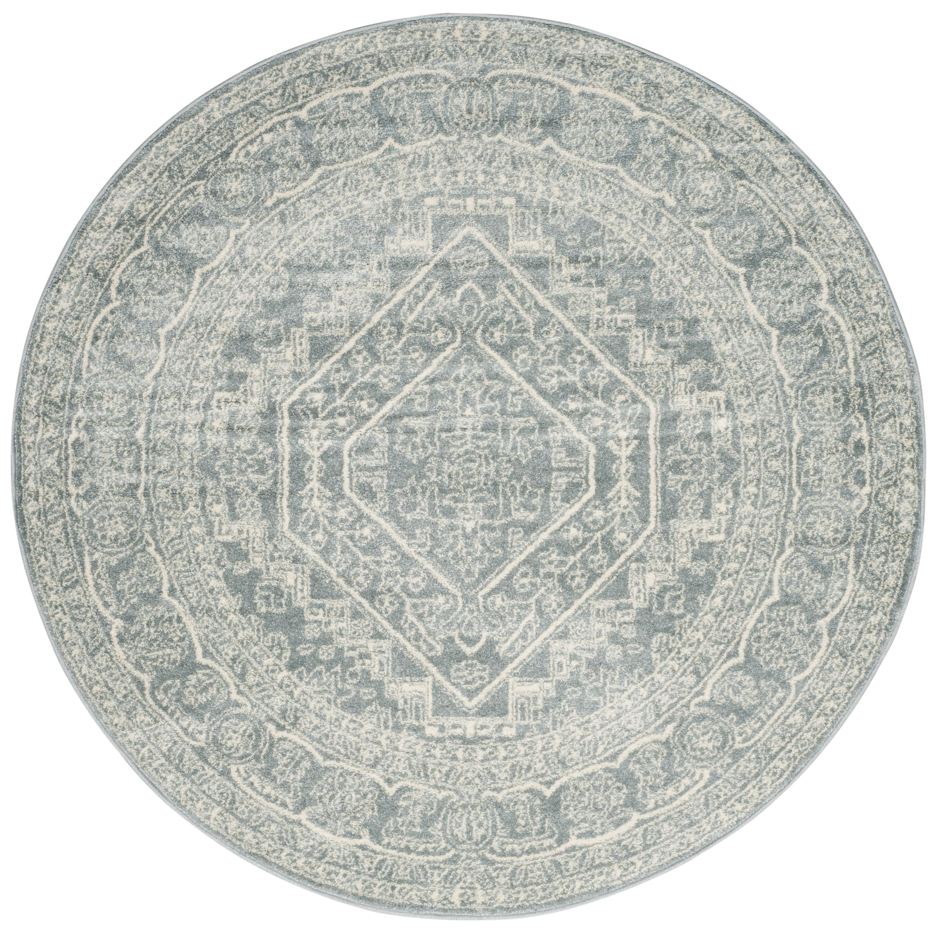 Safavieh ADR108T-8R Adirondack Herati 8 x 8 (ft) Loomed Polypropylene Slate/Ivory Round Indoor Lodge Area rug